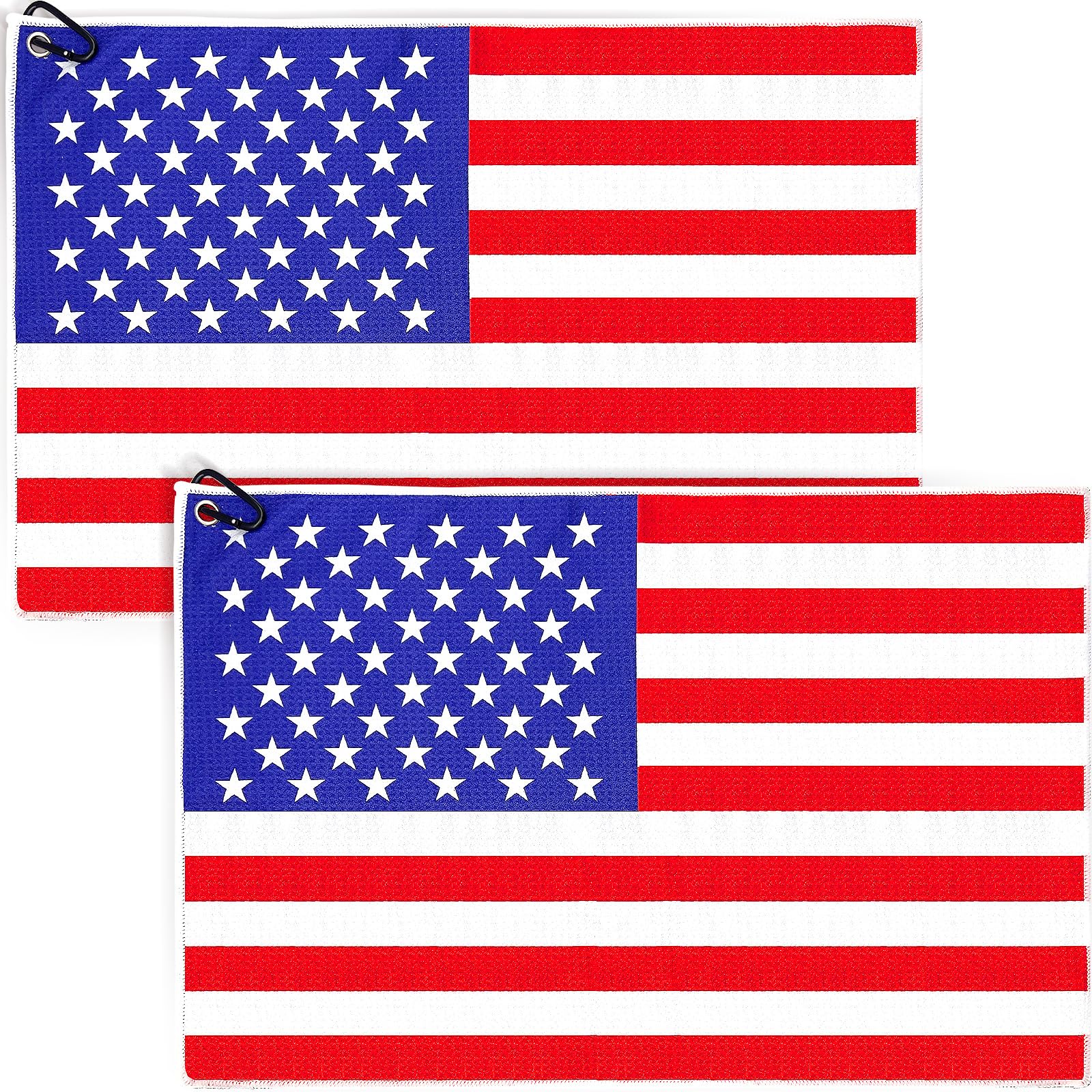 2 Pack American Flag Golf Towels - Premium Microfiber Waffle Weave Golf Towels for Men, Patriotic Golf Accessories & Gifts - Perfect for Golf Courses, Driving Range & Sports Events