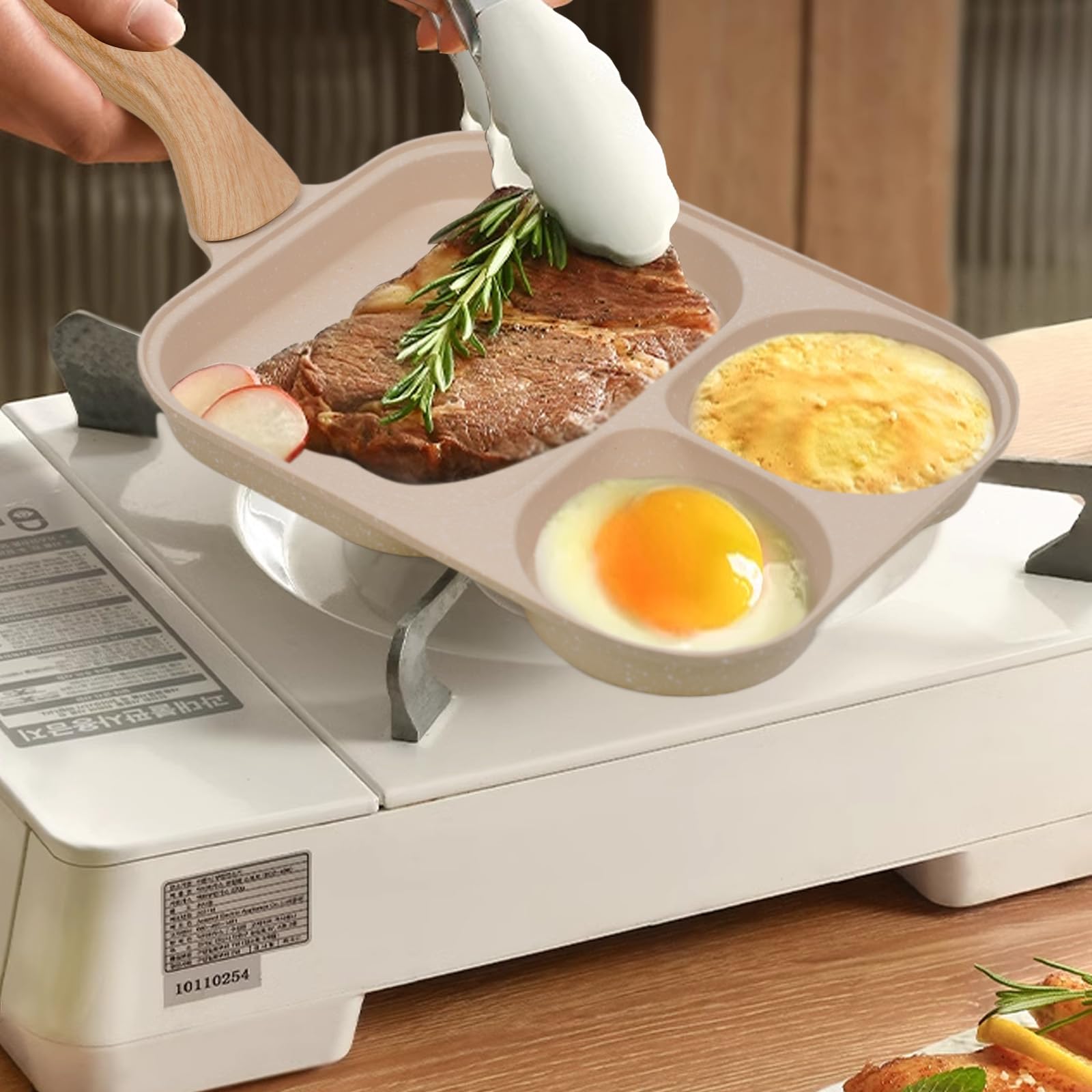3-Cup Nonstick Omelette Skillet - Egg Frying Pan for Healthy Breakfast, Pancakes, Hamburgers & Bacon - Easy to Clean with Detachable Bakelite Handle - Compatible with Gas Stove & Induction Cooktop - Perfect for Home Cooking, Camping & RV Kitchens (2-Pack)