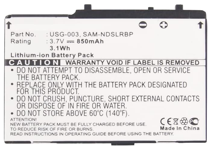 Synergy Digital Game Console Battery for Nintendo DS - 3.7V 850mAh Li-ion High Capacity Replacement (USG-001) - Perfect for Gaming On-The-Go & Extended Play Sessions
