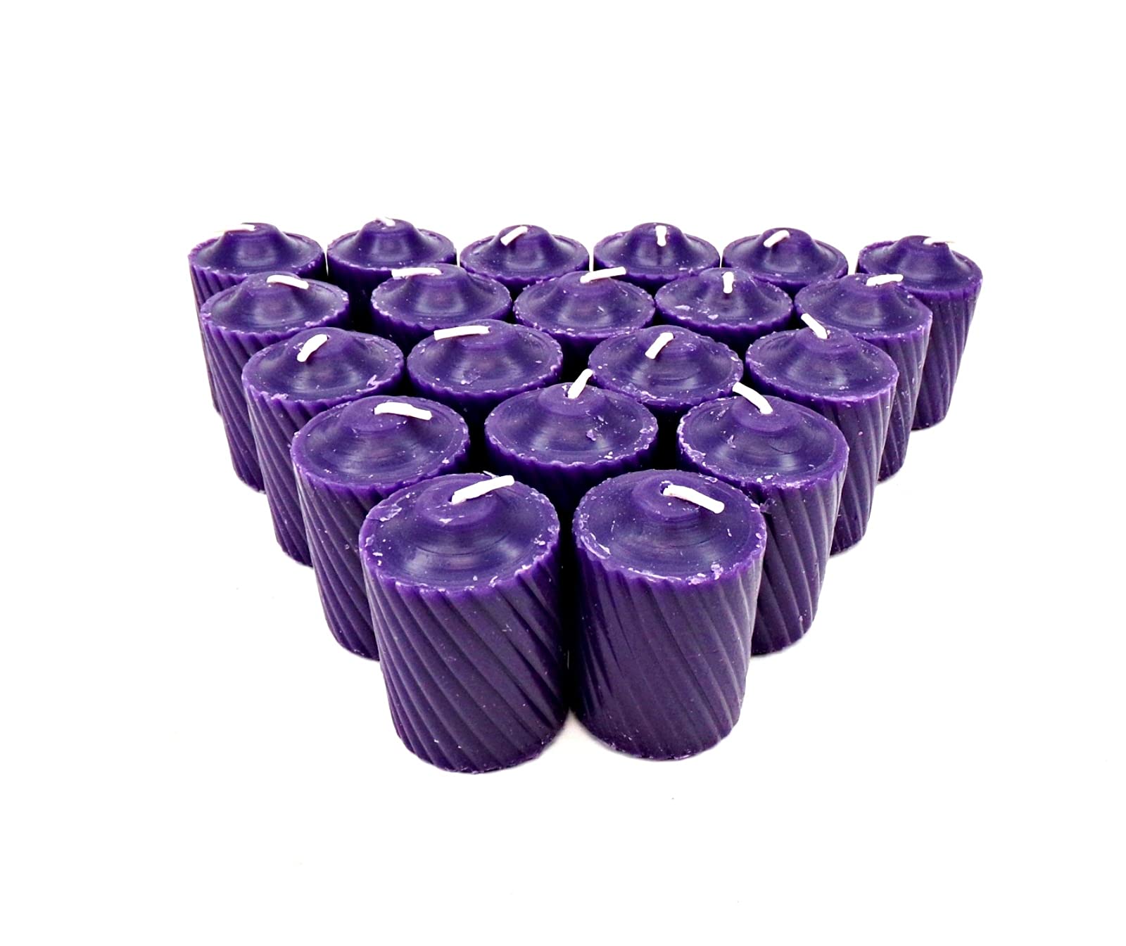 Purple Plumeria Scented Votive Candles - 20 Pack Long-Lasting Candles (15 Hour Burn Time) with Textured Finish for Home Decor, Wedding Centerpieces & Relaxation