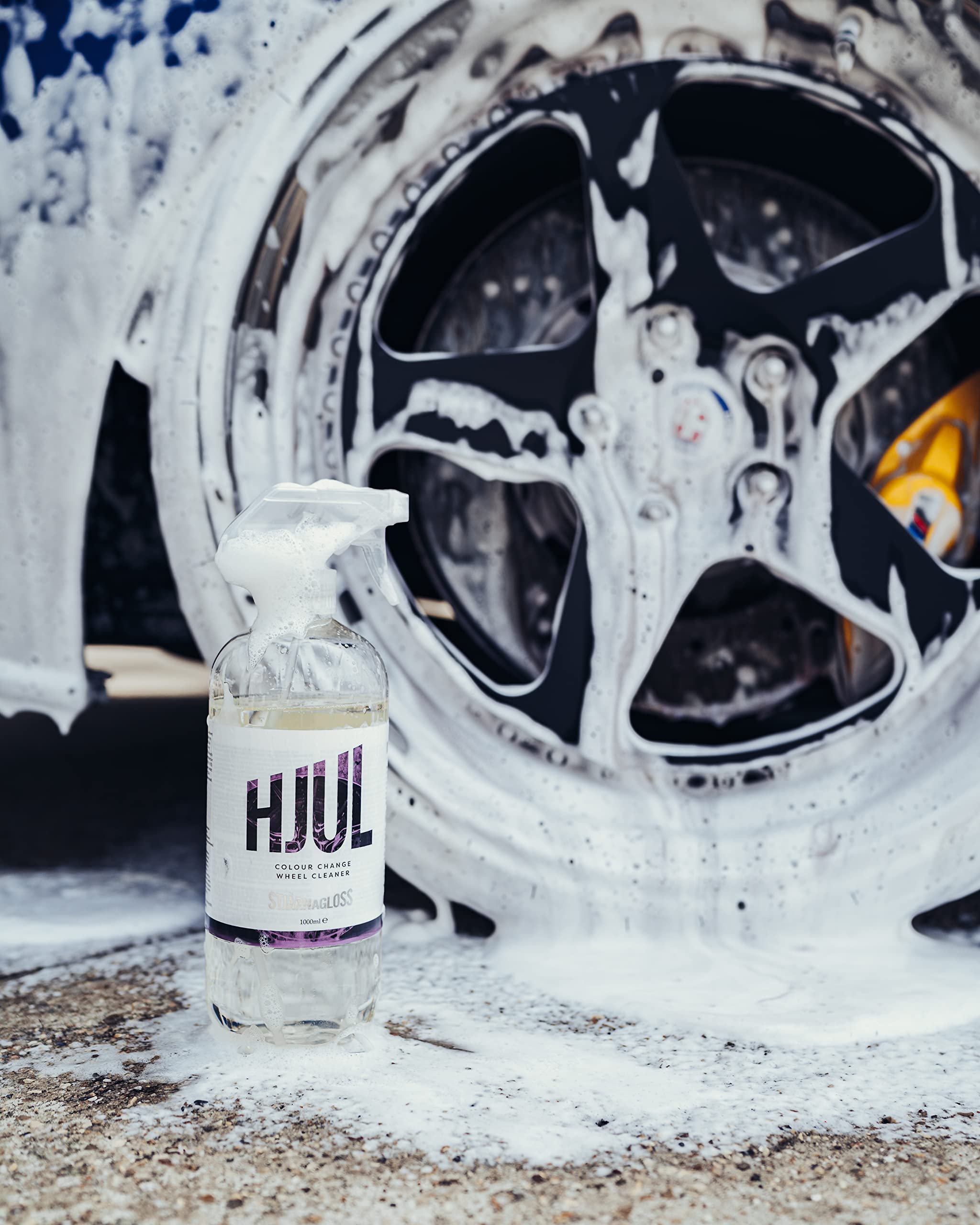 Stjarnagloss Hjul Wheel Cleaner - pH Neutral Color Changing Wheel Cleaner for Cars & Trucks - Removes Road Grime, Brake Dust & Tar - Safe for All Wheels (1 Liter) - Perfect for Detailing, Car Wash & Auto Maintenance