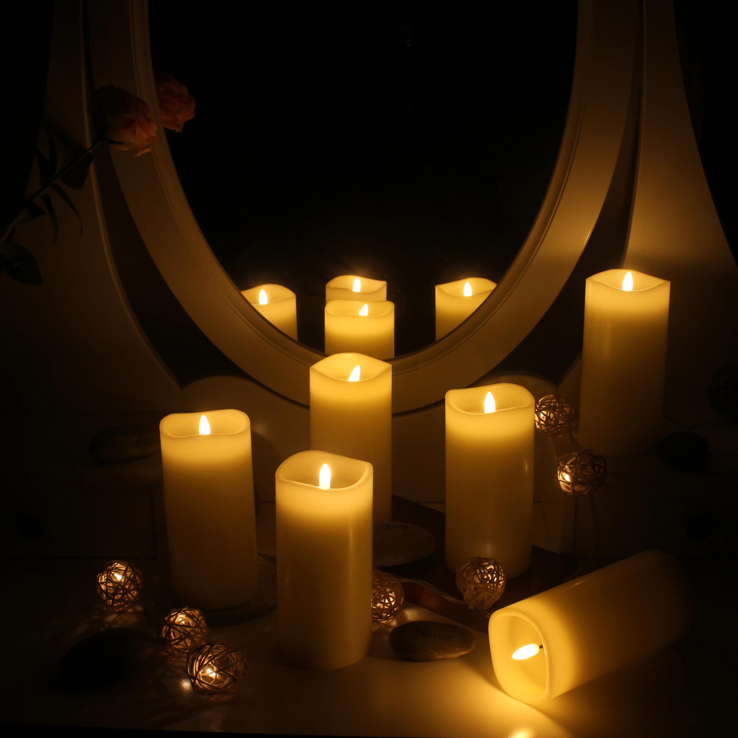 6-Pack Ivory Real Wax Flameless LED Pillar Candles - 3x6 Inches with Remote & Timer for Home Decor, Wedding Centerpieces, and Romantic Ambiance