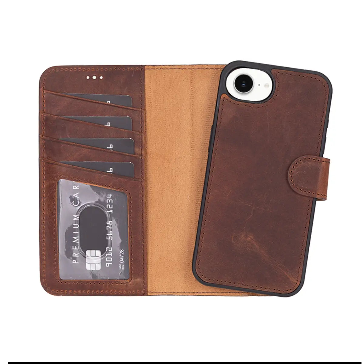 Vintage Brown Leather Wallet Case for iPhone 16 - Slim RFID Blocking Phone Cover with Card Slots | Perfect for Everyday Use, Travel & Business Professionals
