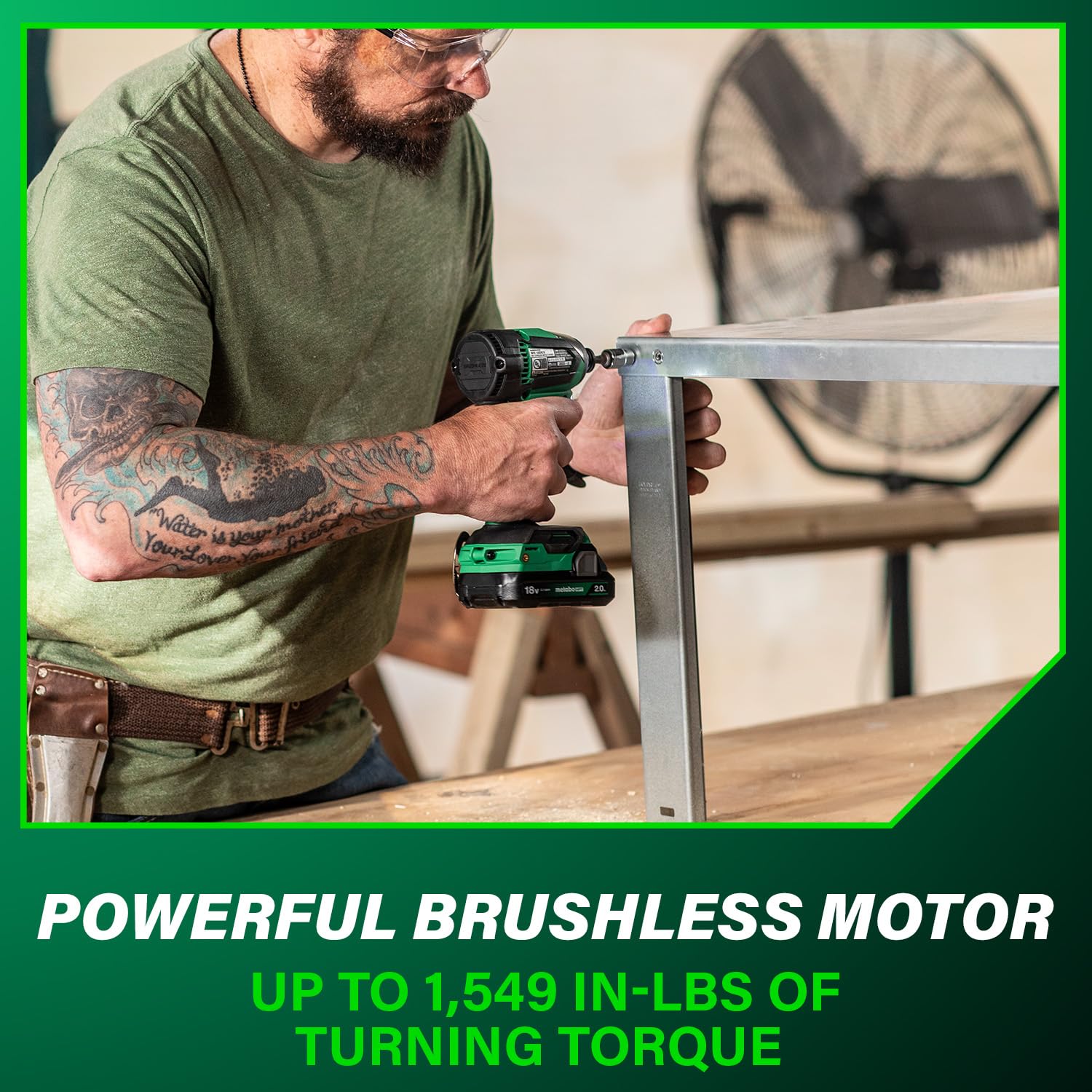 Metabo HPT WH18DEX 18V Brushless Cordless Impact Driver Kit with 1/4-Inch Chuck, 1549 in-lbs Torque, 2x 2.0Ah Batteries - Compact & Powerful for Construction, DIY Projects, Home Repairs & Automotive Work