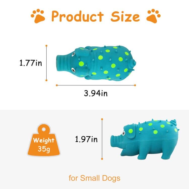 WishLotus Natural Latex Pig-Shaped Dog Chew Toy - Puppy Teething & Teeth Cleaning Squeaky Toy for Small Dogs - Stress Relief & Boredom Buster for Puppies - Perfect for Playtime, Training & Anxiety Relief (1pc)