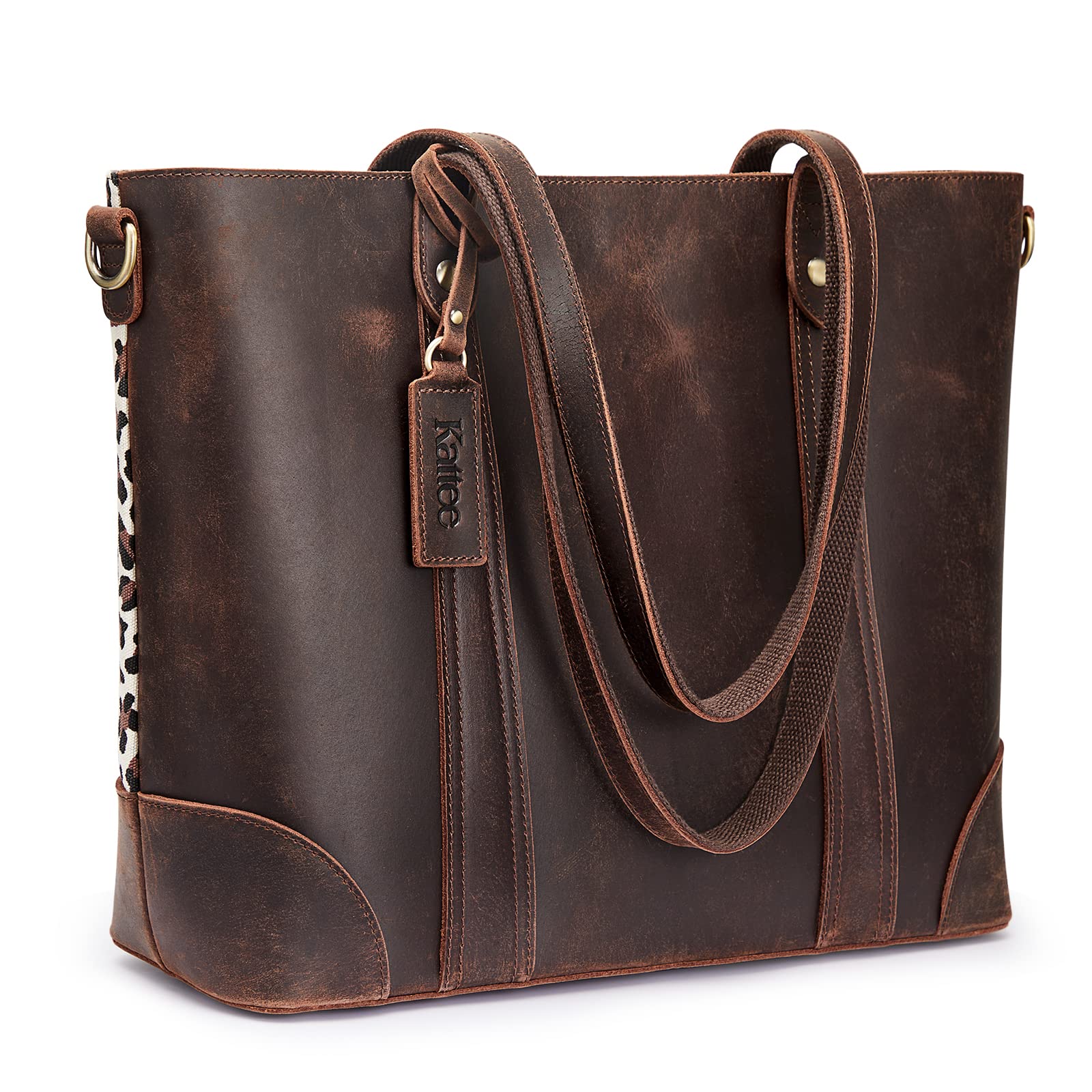 Kattee Leather Tote Bag for Women - Large Work Shoulder Purse for Office & Travel