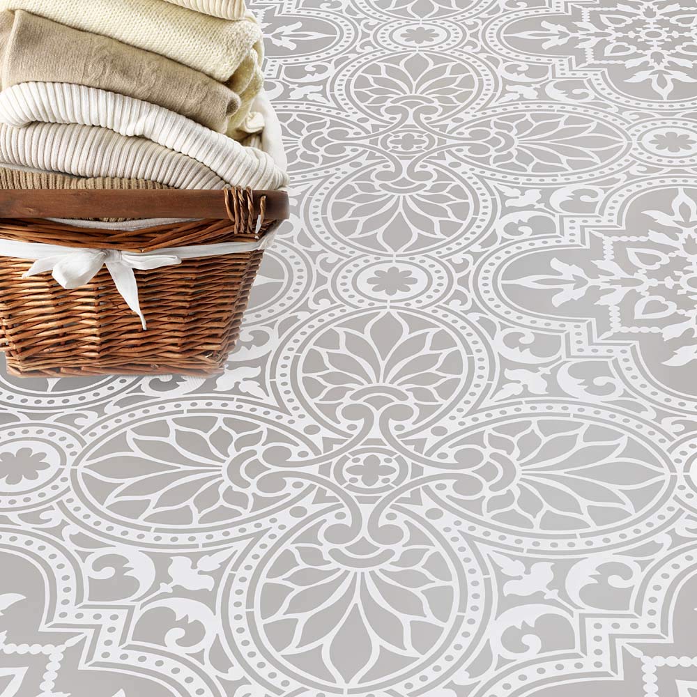 Alatera Tile Stencil Kit - Large Reusable Wall Painting Stencils for DIY Home Decor - Easy Room Makeover with Floor & Wall Stenciling - Perfect for Bedroom, Bathroom, and Kitchen Renovations