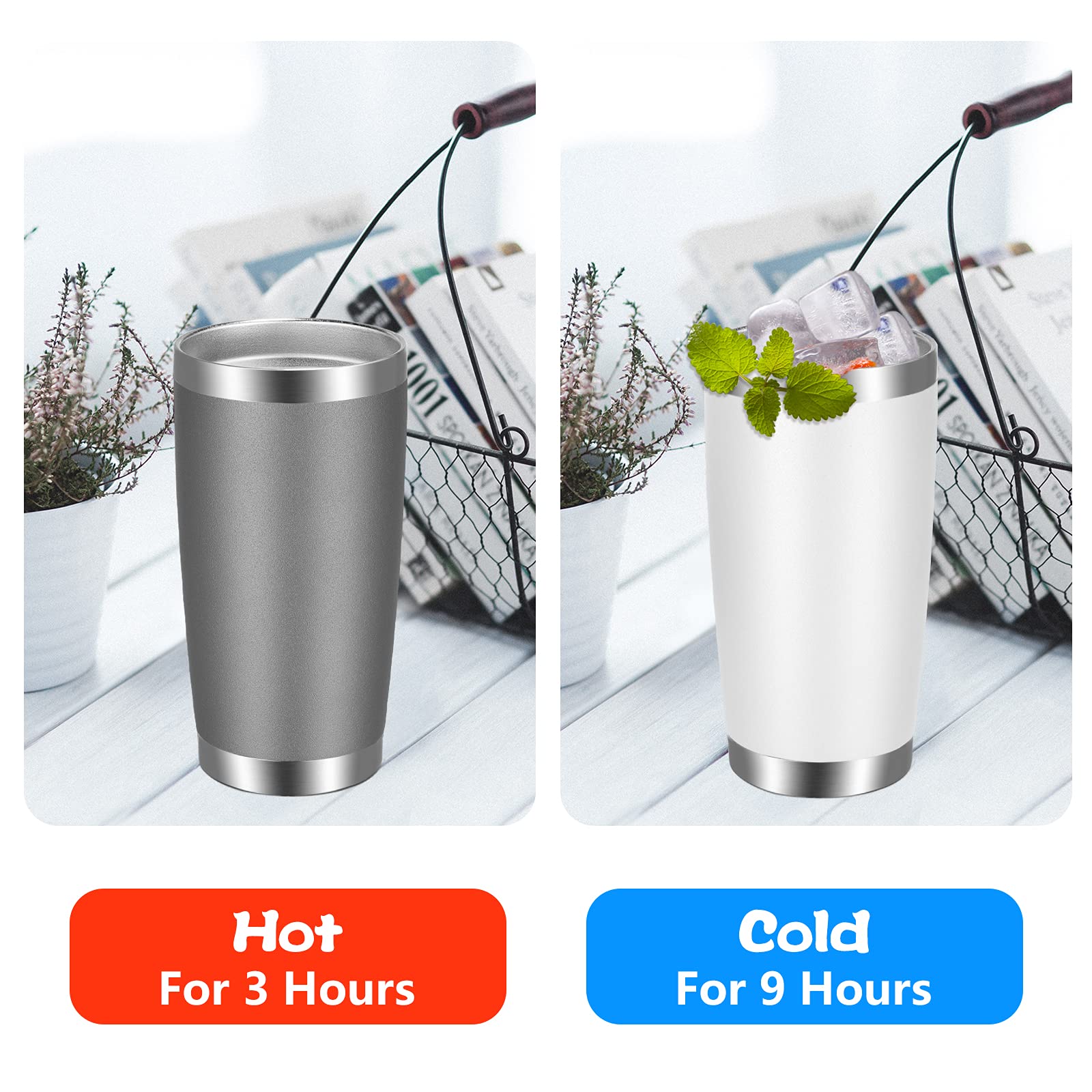 VEGOND 20oz Stainless Steel Tumbler with Lid & Straw - Vacuum Insulated Double Wall Travel Mug, Powder Coated Coffee Cup (Grey, 12 Pack) - Perfect for Office, Gym, Camping & Outdoor Activities