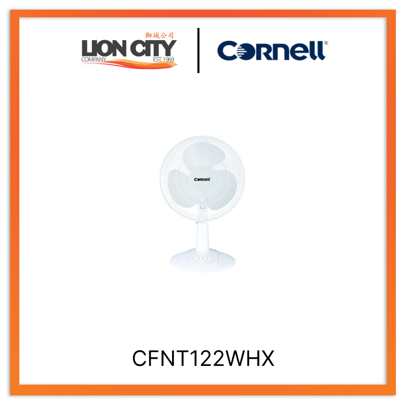 Cornell 12 Inch Table Fan - Quiet, Energy Efficient, 3 Speed Settings (CFNT122GY/CFNT122WHX) - Perfect for Home, Office, and Dorm Room Cooling