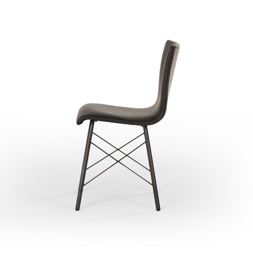 Distressed Black Diaw Dining Chair - Modern Farmhouse Style Wooden Chair for Kitchen, Dining Room, and Home Decor