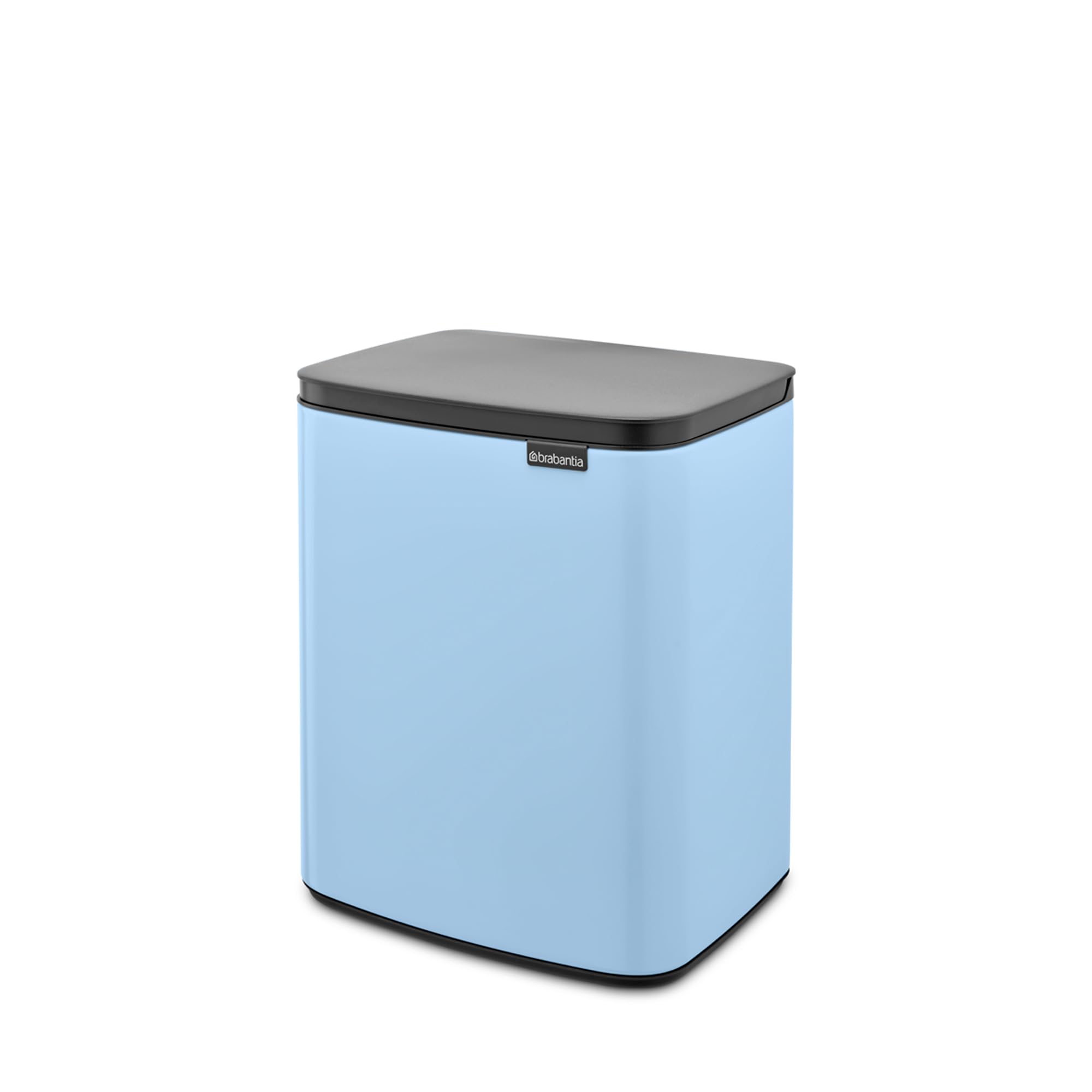 Brabancia 223563 3.6 Gallon (12L) Manual Trash Can with Lid - Water Resistant, Compact Size 11.6x9.1x14.8 Inches - Made in Belgium, Drimmy Blue   Perfect for Kitchen, Bathroom, Office or Dorm Room - Durable Waste Bin with Secure Lid for Odor Control and Spill Prevention