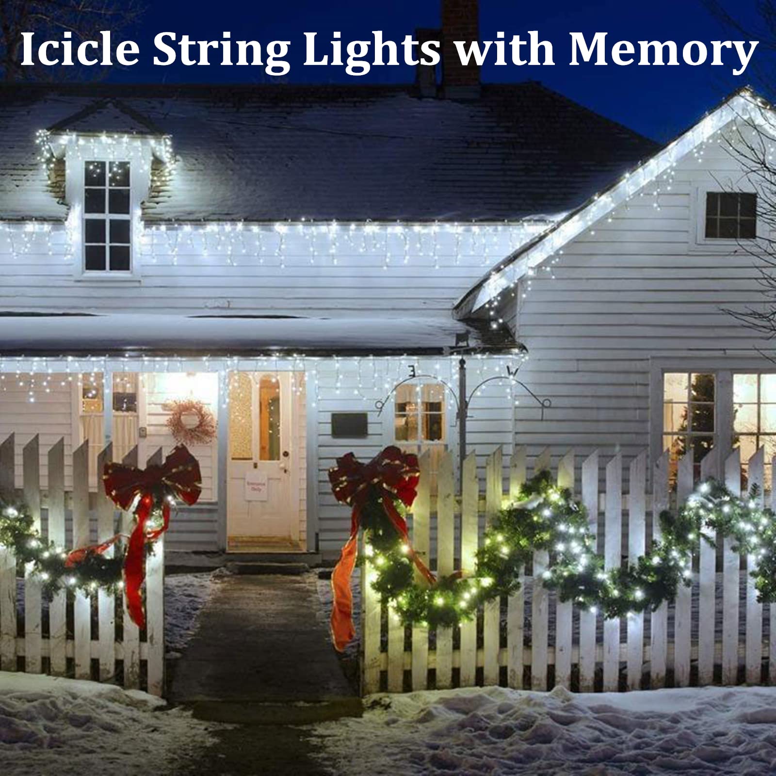 PhilzOps 480 LED 19M Outdoor Waterfall Christmas Lights - Waterproof Cool White with 8 Lighting Modes - Perfect for Indoor/Outdoor Holiday Decor, Garden, Party & Window Display (White Cable)