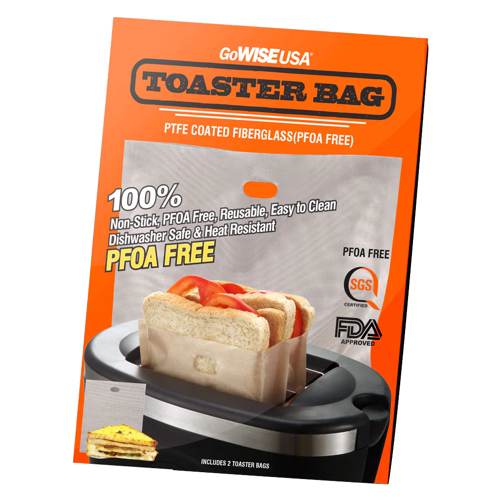 Non-Stick Reusable Toaster Bags - 2 Pack Heat Resistant Toast Bags for Sandwiches, Bagels & Pastries - Perfect for Breakfast, Office & Camping
