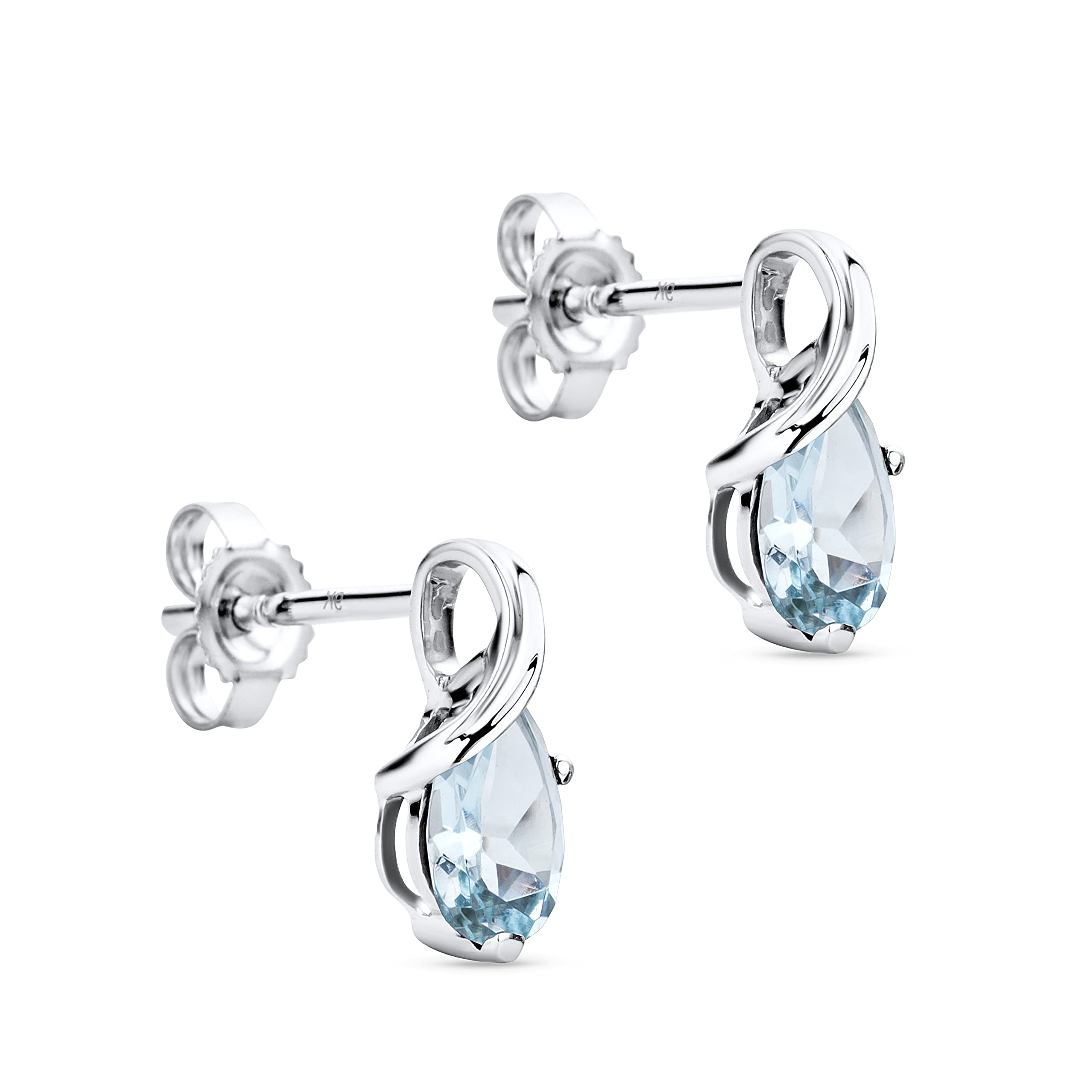 Orovi 14K White Gold & Yellow Gold Drop Dangle Earrings for Women with Genuine Emerald, Amethyst, Sapphire, Topaz or Ruby - Elegant Dangling Jewelry Set - Perfect for Weddings, Parties & Special Occasions