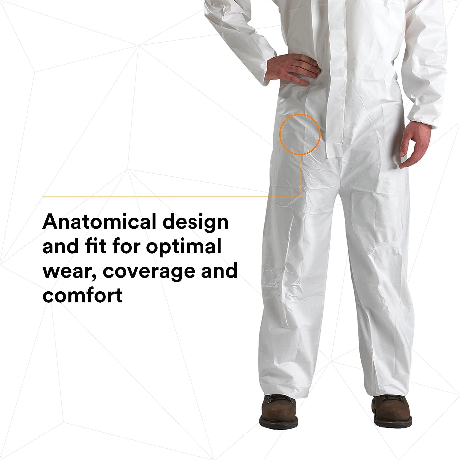 3M Disposable Protective Coverall - Pack of 20 White Hooded Coveralls with Elastic Cuffs & Two-Way Zipper | Antistatic, Paint & Coating Protection, Food Safe | Medium Size 4510-M | Ideal for Painting, Construction, Food Processing & Industrial Safety Work