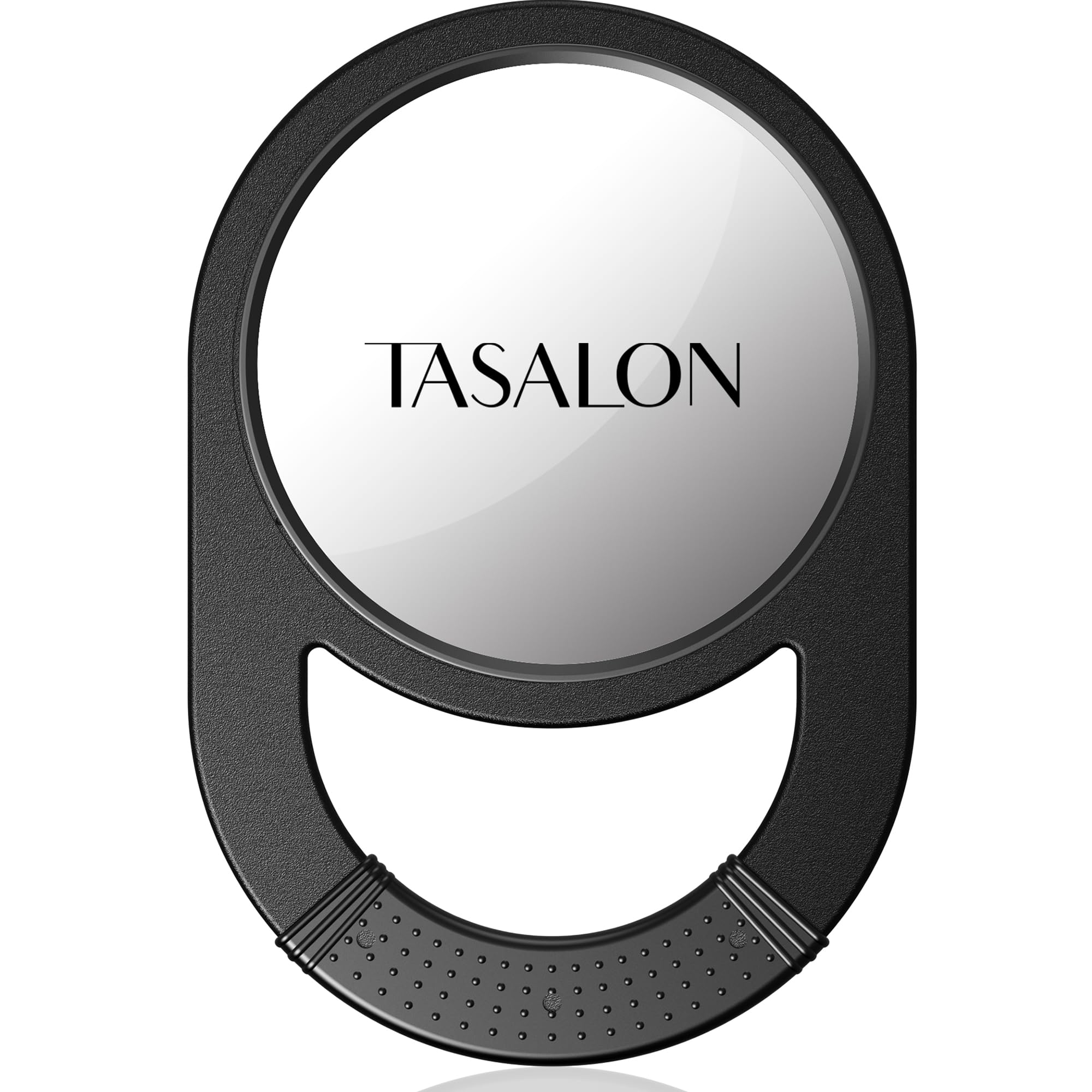 Unbreakable Hand Mirror with Non-Slip Rubber Grip - Salon & Barber Mirror for Hair Styling, Makeup, Shaving - Travel, Bathroom, Camping Essential - Black (TASALON)