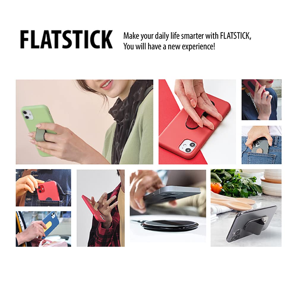 Momostick Flatstick - Slim Finger Grip Strap Holder & Phone Stand for iPhone, Samsung & Most Smartphones | Selfie Grip with Glitter Aurora Design | Perfect for One-Handed Use, Travel & Social Media Photography