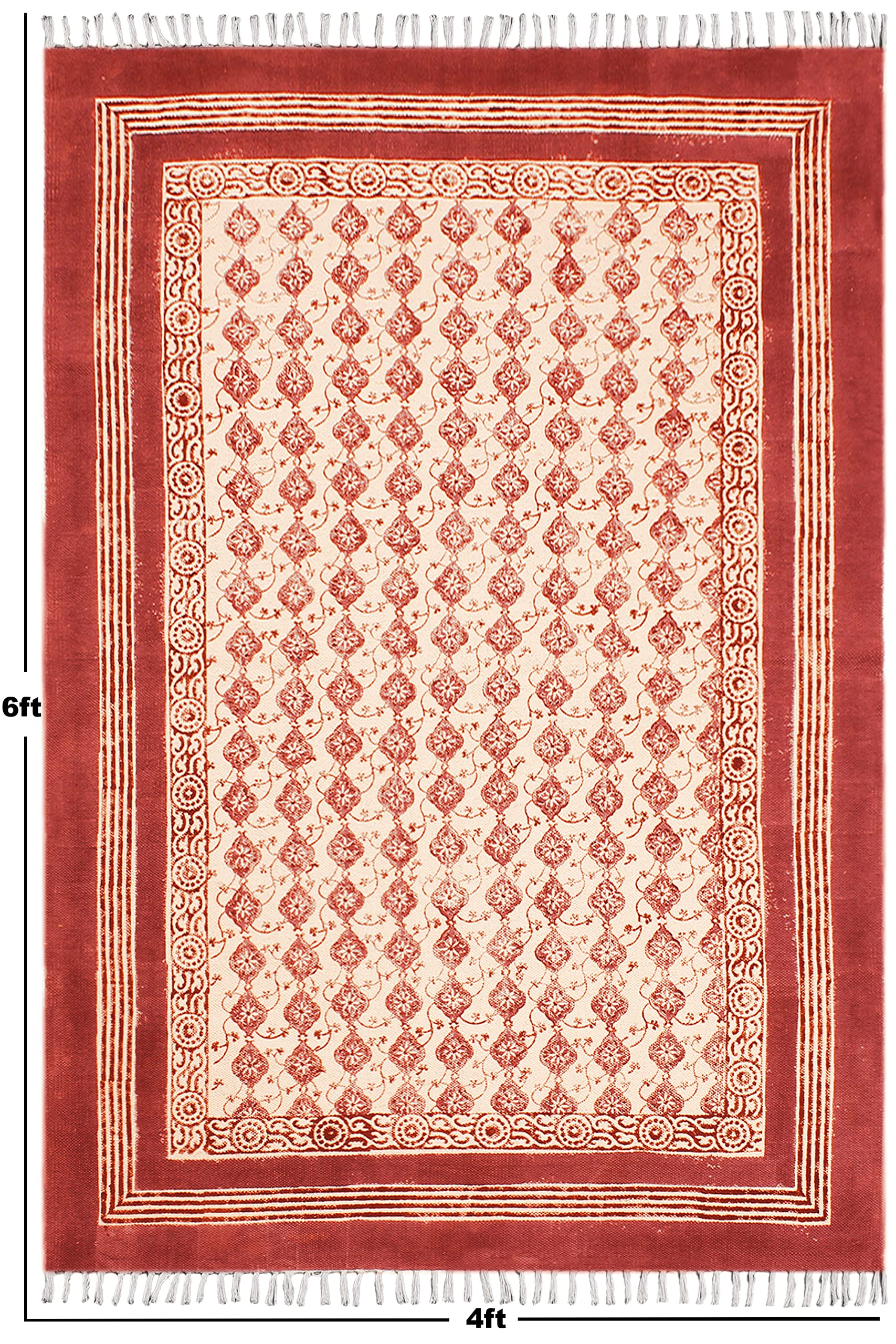 9x15 Ft Maroon Red Cotton Dhurrie Floral Kilim Rug - Rectangular Collection for Indoor & Outdoor Use | Flatweave Carpet Perfect for High Traffic Areas in Bedroom, Dining Room & Living Room | Durable & Stylish Home Decor