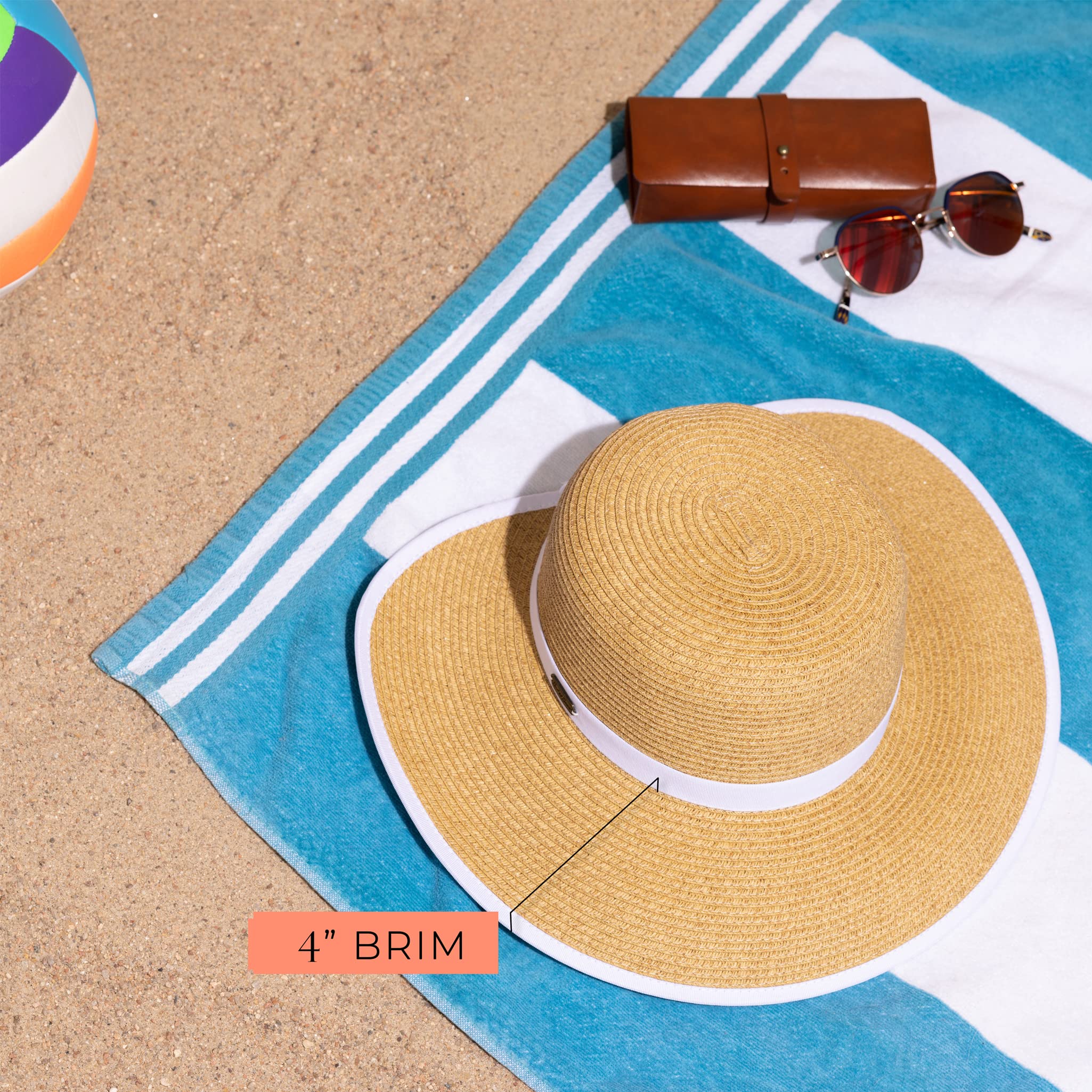 French Laundry Straw Sun Hats for Women - UPF 50+ Foldable Wide Brim Beach Hat - Backless & Packable Summer Hat for Outdoor, Travel, and Vacation - Perfect for Beach, Pool, and Garden Parties