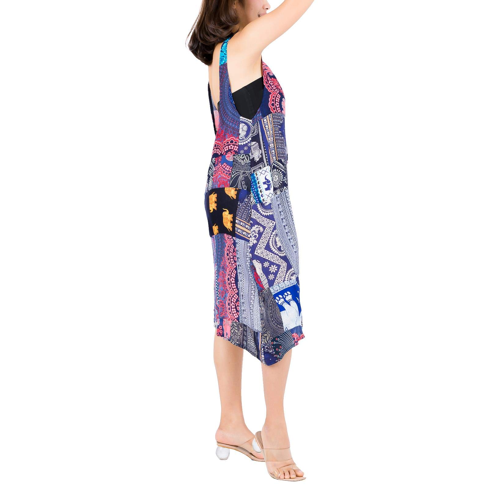 LOFBAZ Women's Patch Tunic Summer Dress - Casual Sleeveless Beach Cover Up for Vacation, Pool Party & Outdoor Activities