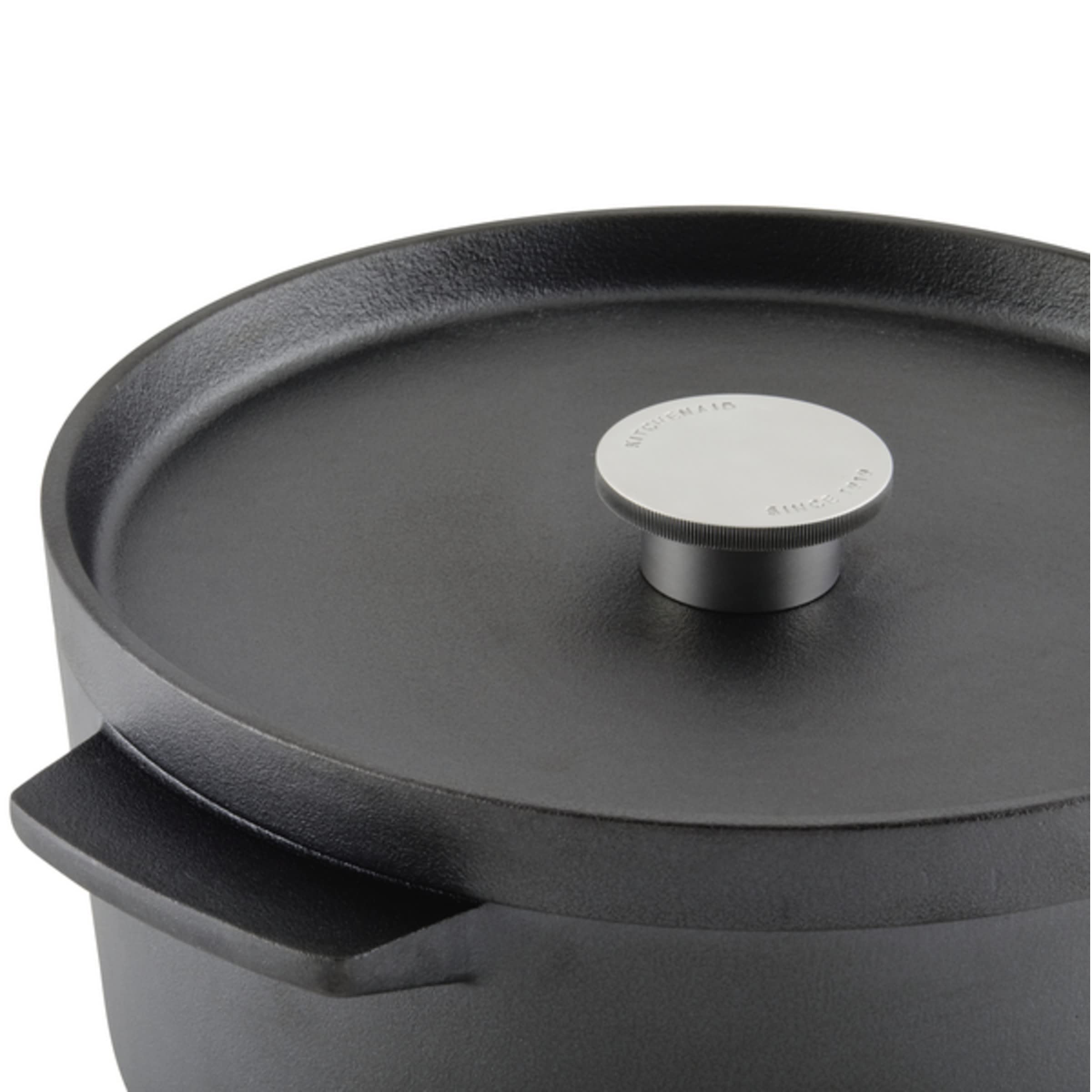 KitchenAid 6 Quart Seasoned Cast Iron Dutch Oven - Black Enameled Pot for Braising, Stewing & Baking | Perfect for Soups, Bread & Camping Meals