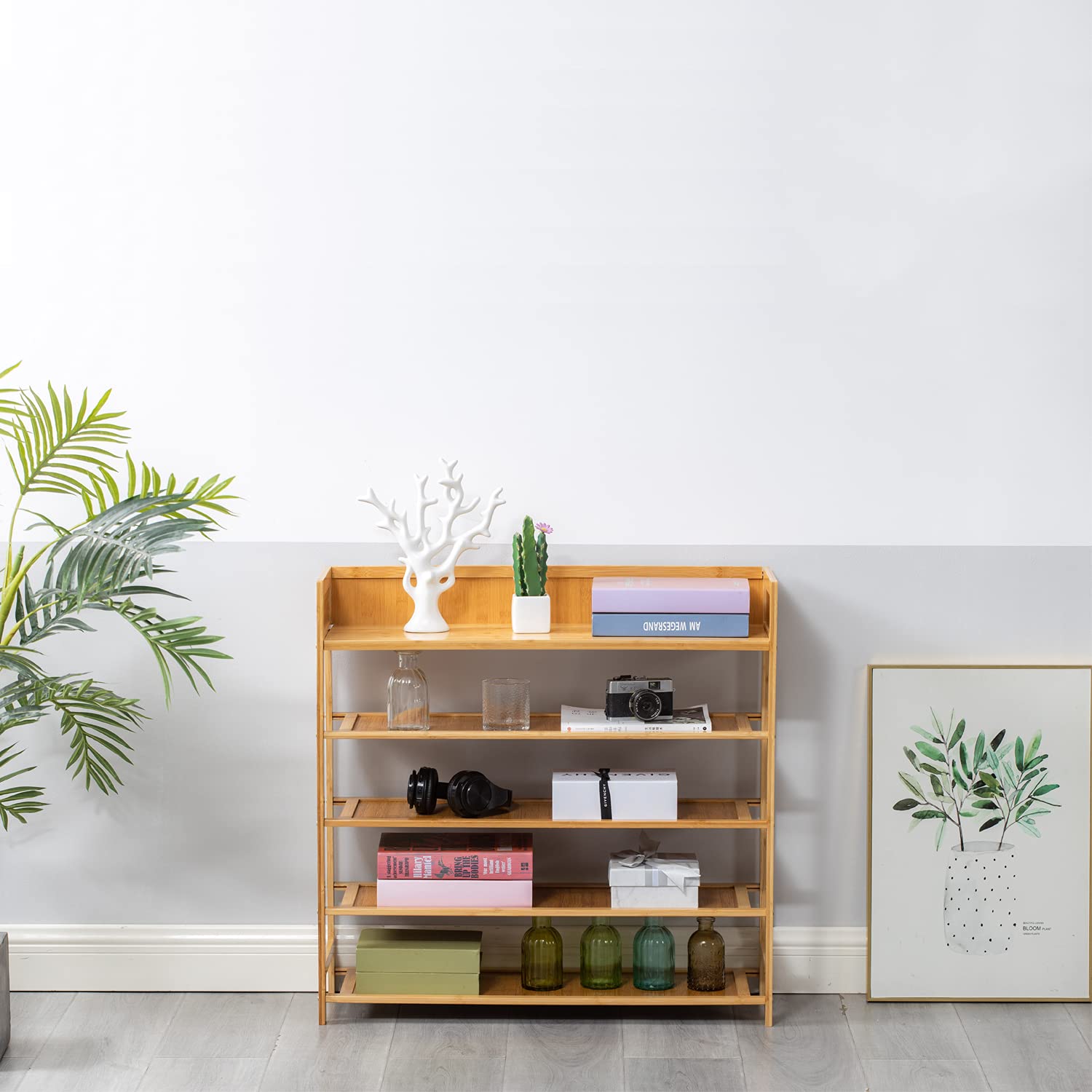 5-Tier Bamboo Shoe Rack Organizer - Space Saving Shoe Shelf Storage for Entryway, Hallway & Closet - Natural Wood Shoe Organizer Perfect for Small Spaces, Apartment & Home Organization