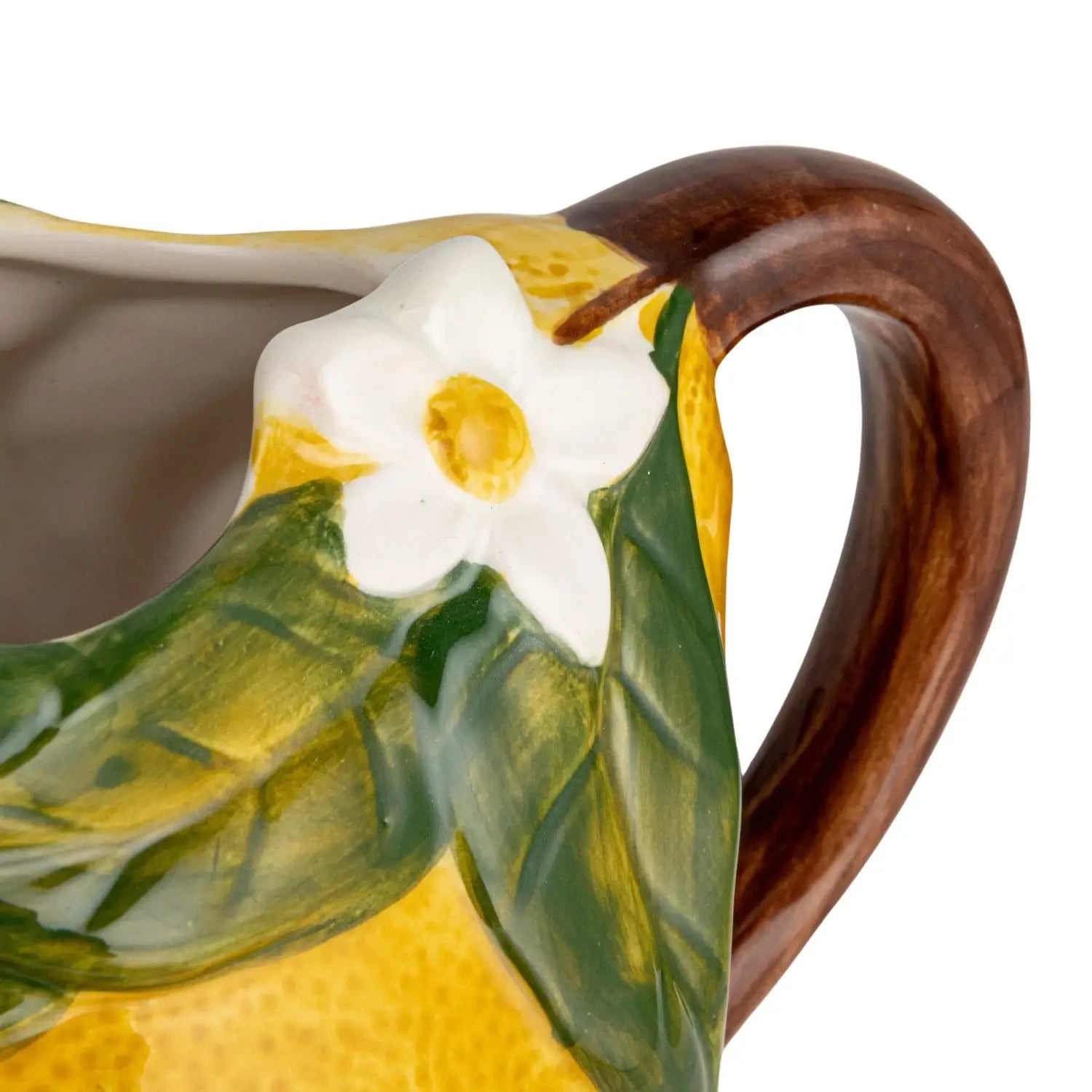 Hand Painted Lemon Shaped Pitcher - Unique Ceramic Pitcher for Lemonade, Iced Tea & Summer Drinks - Perfect for Kitchen Decor, Parties & Outdoor Entertaining