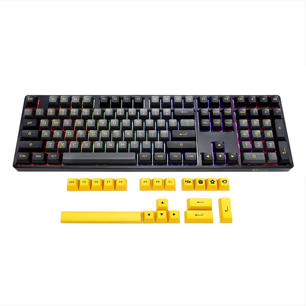 Akko 5108B Plus Wireless Mechanical Keyboard - Hot Swappable RGB Backlit, Black & Gold Design with Jelly Pink Switches for Gaming & Office Typing