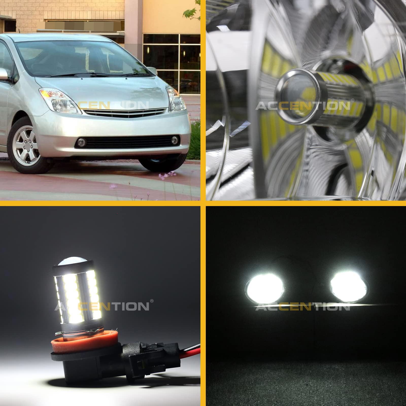 Toyota Prius 2004-2009 LED Fog Lights Kit - 81221-52070 & 81211-52070 - Front Bumper Fog Lamps with Wiring & Grill Mount | Durable Replacement for Improved Night Visibility & Safety Driving