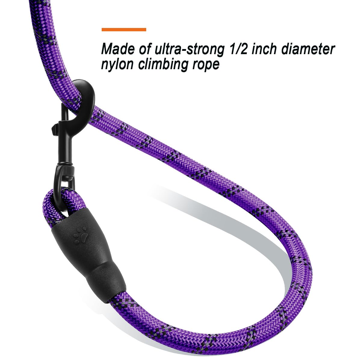 BARKBAY Heavy Duty Dog Leash 2 Pack - 5FT Strong Reflective Leashes with Padded Handle for Large Dogs, Walking, Running & Training | Durable Purple & Black Pet Leash for Medium to Large Breeds | Perfect for Night Walks, Jogging & Outdoor Adventures
