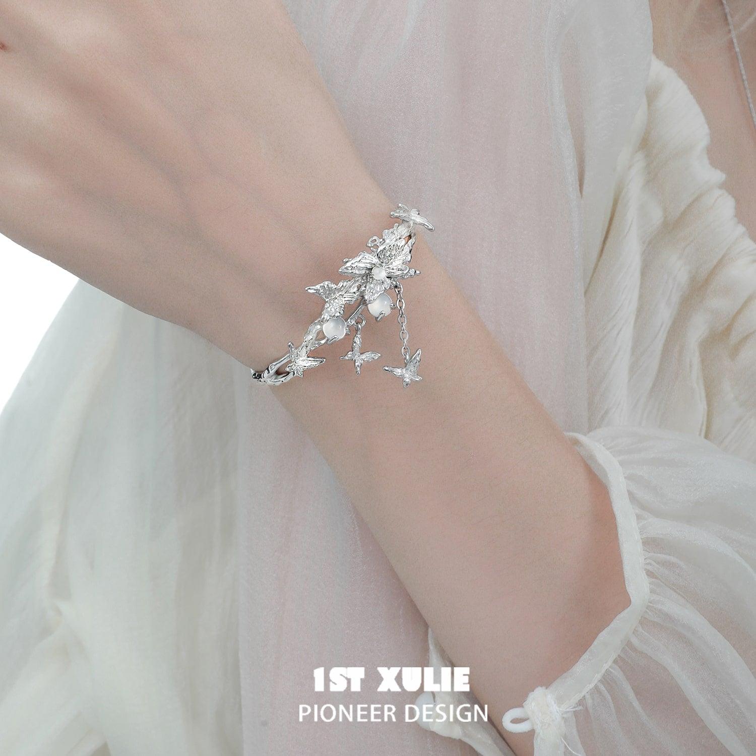 Whiterfly White Chalcedony 18k Platinum/24K Gold Bracelet™ - Elegant Jewelry for Women, Luxury Gift for Anniversary & Special Occasions