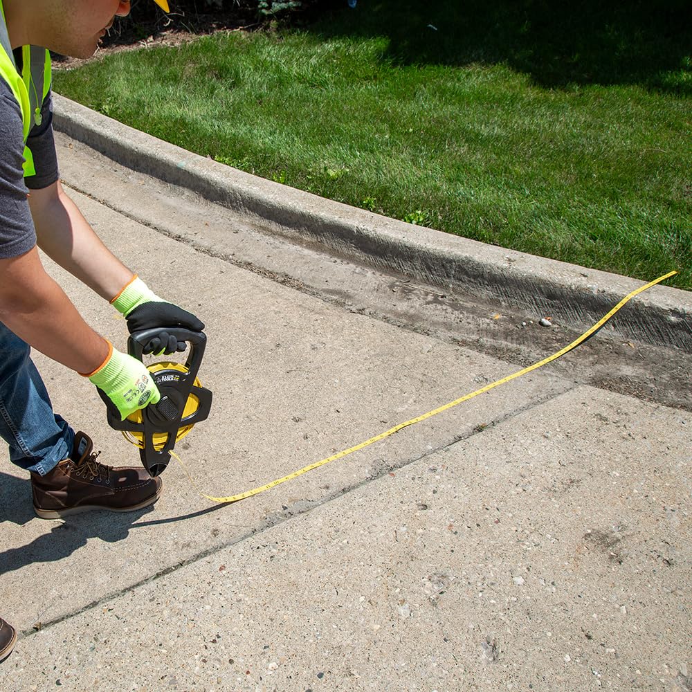 Klein Tools 946-150 150-Foot Woven Fiberglass Tape Measure - Durable Open-Reel Construction for Construction, Electrical Work & DIY Projects