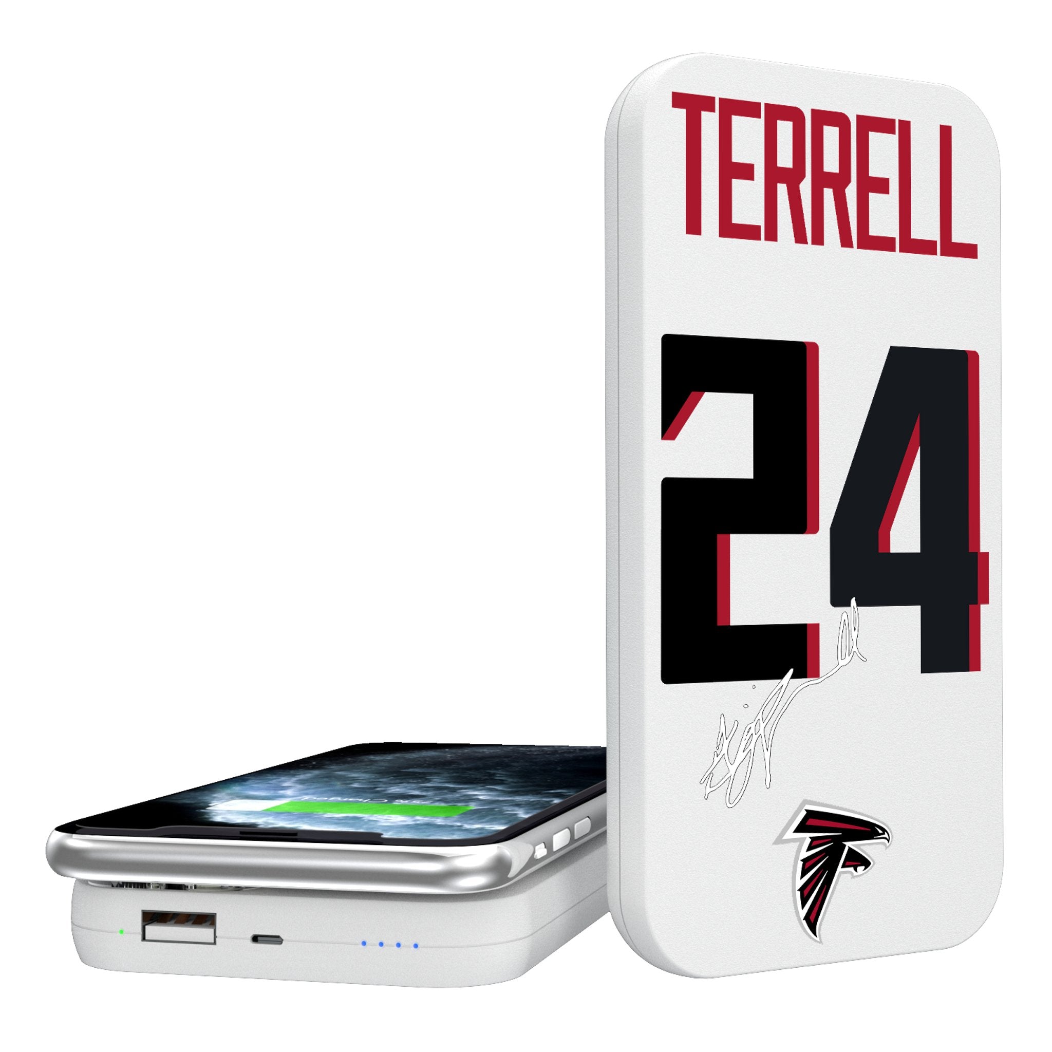 A.J. Terrell Atlanta Falcons NFL Player Edition 5000mAh Portable Wireless Charger - Fast Charging Power Bank for iPhone, Samsung & AirPods - Perfect for Travel, Office & Game Day Accessories