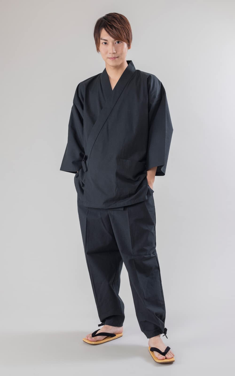 Premium Japanese Men's Tsumugi Samue - 100% Cotton Comfortable Ninja Pajama Set | Traditional Loungewear for Home Relaxation & Zen Meditation