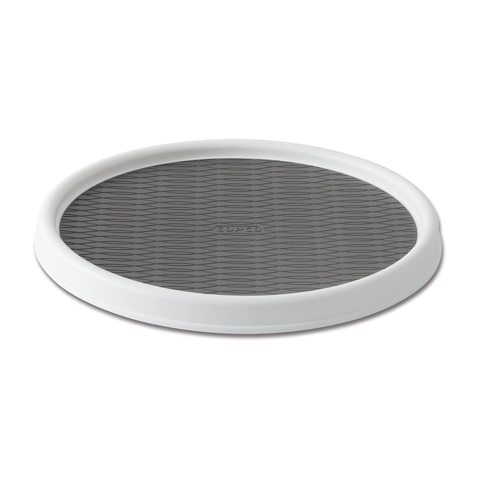 Copco Basics 12-Inch Non-Skid Pantry Cabinet Turntable Lazy Susan - White & Gray for Spice Organization, Kitchen Storage & Easy Access