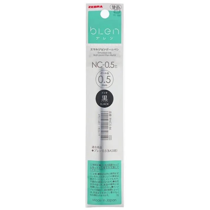 Zebra bLen Black Ink Refill NC 0.5 - Premium Gel Pen Refills for Smooth Writing | Perfect for Office, School & Note Taking