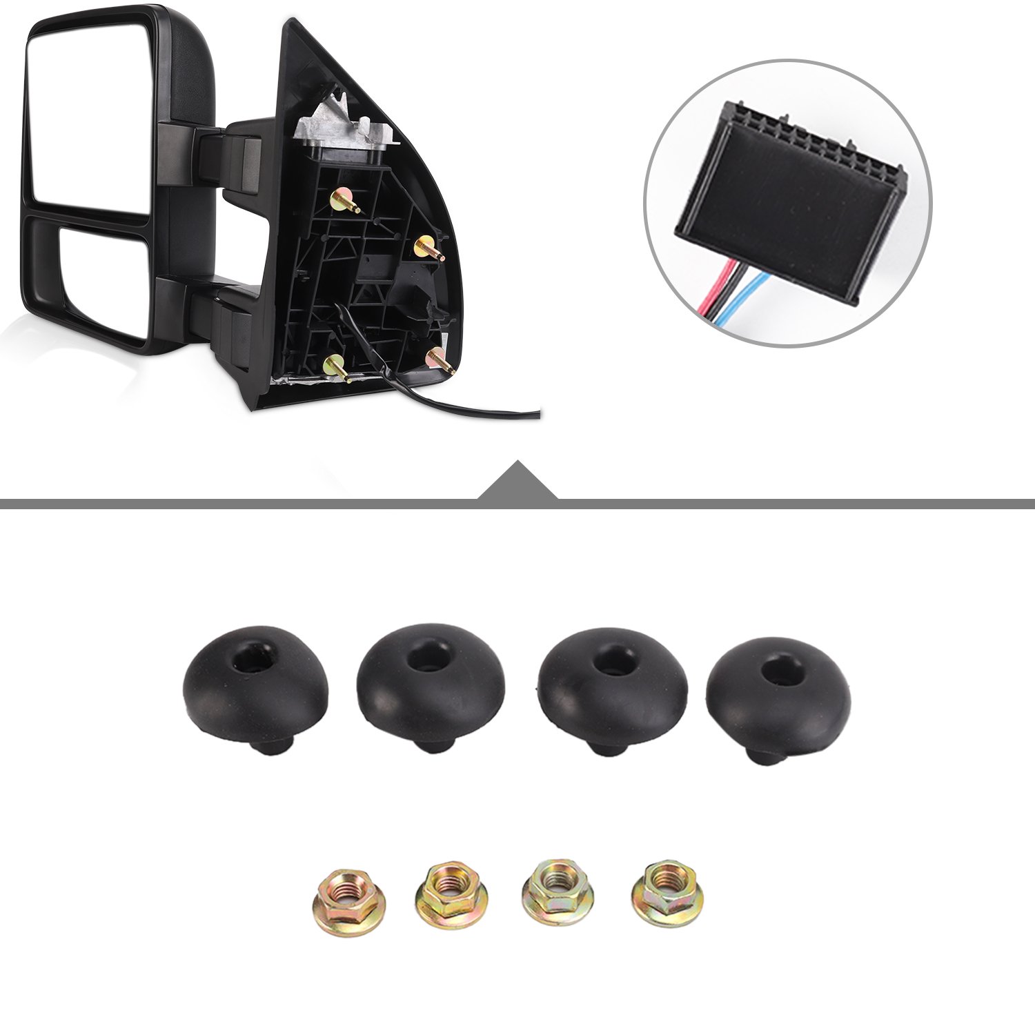 Black Telescoping Folding Tow Mirrors with LED Signal Light for 2008-2016 Ford F250 F350 F450 F550 Super Duty - Heavy Duty Towing & Enhanced Safety