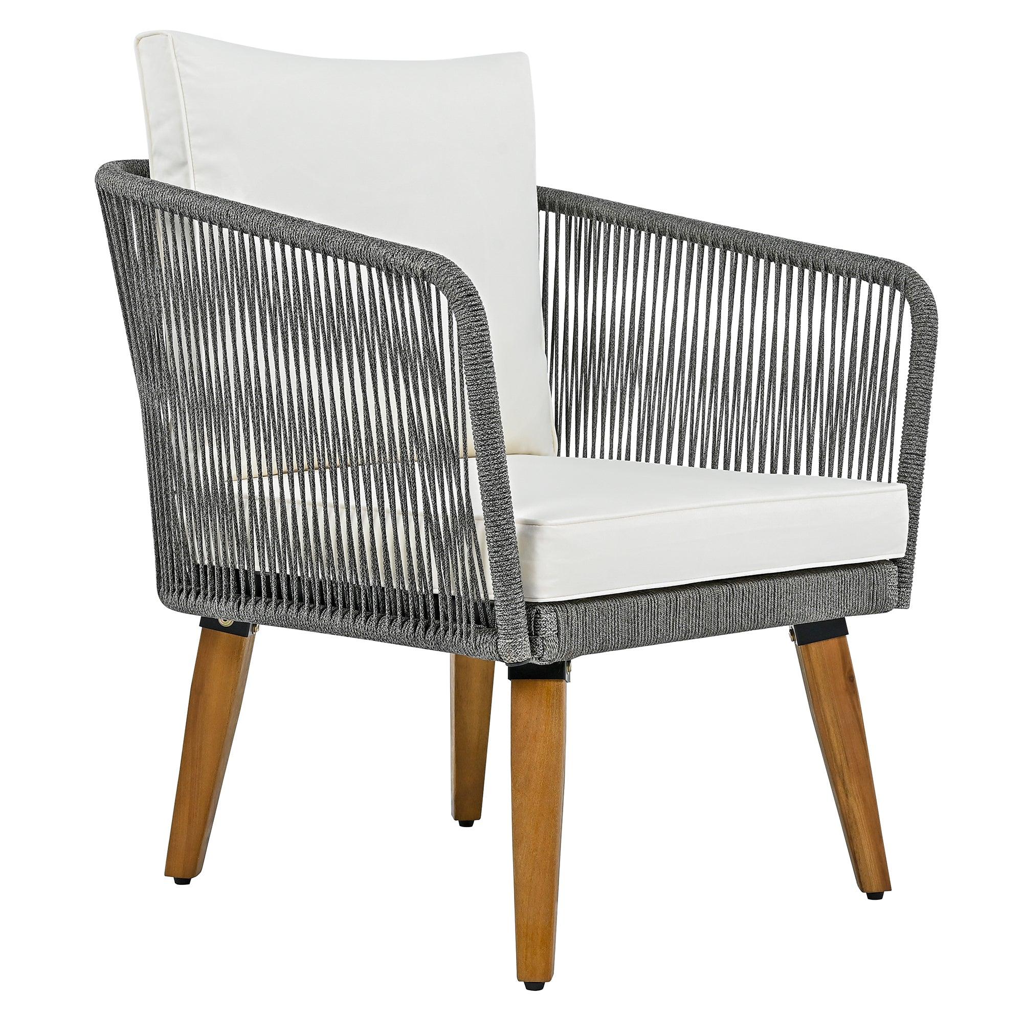 4-Piece Outdoor Patio Furniture Set with Loveseat, Rope Wicker Conversation Set & Cushions - Perfect for Backyard, Garden, Poolside & Outdoor Entertaining