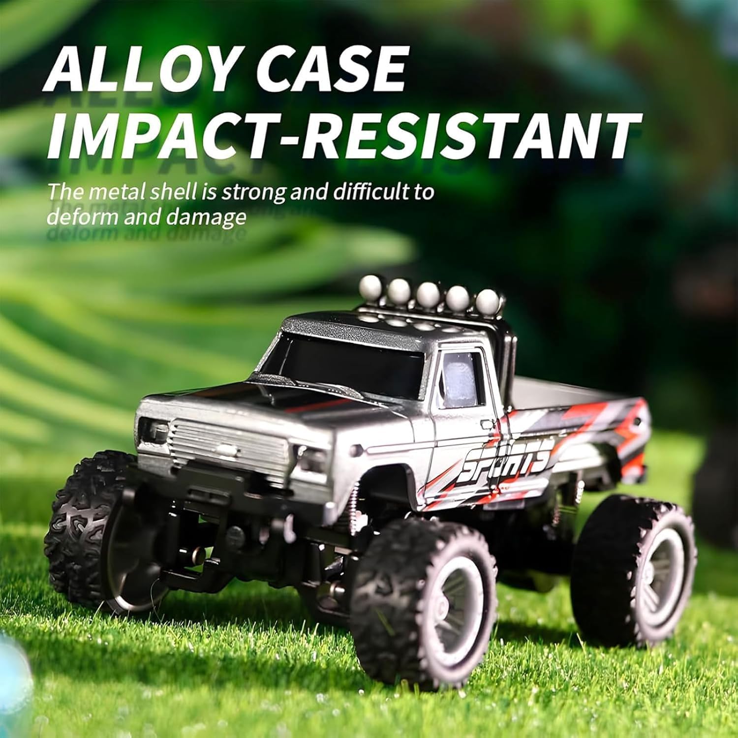 Mini Monster Truck - 2.4Ghz Remote Control RC Car Toy, All Terrain Off-Road Vehicle with LED Lights, 20KM/H High Speed (Orange) - Perfect for Kids Outdoor Play, Birthday Gifts & Backyard Racing