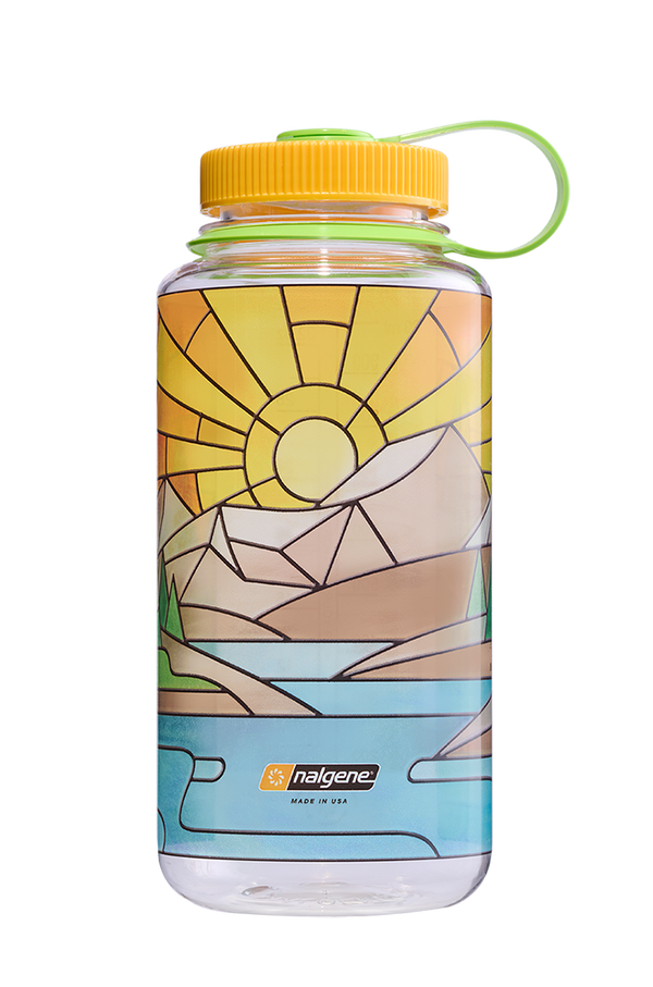 Nalgene 32oz Wide Mouth Water Bottle with Stained Glass Print - BPA Free, Leak Proof & Durable for Hiking, Gym & Outdoor Activities