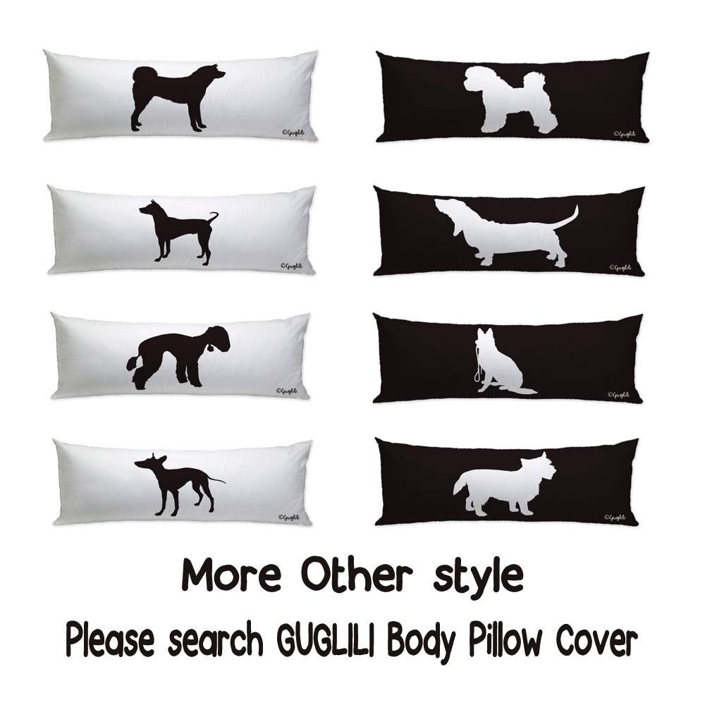 Black Pomeranian Dog Silhouette Body Pillow Cover 20x54 Inch - Soft Pet-Themed Cushion Case with Zipper for Home Decor, Couch, Sofa & Bedding | Perfect for Dog Lovers, Living Room Accent & Cozy Nap Companion