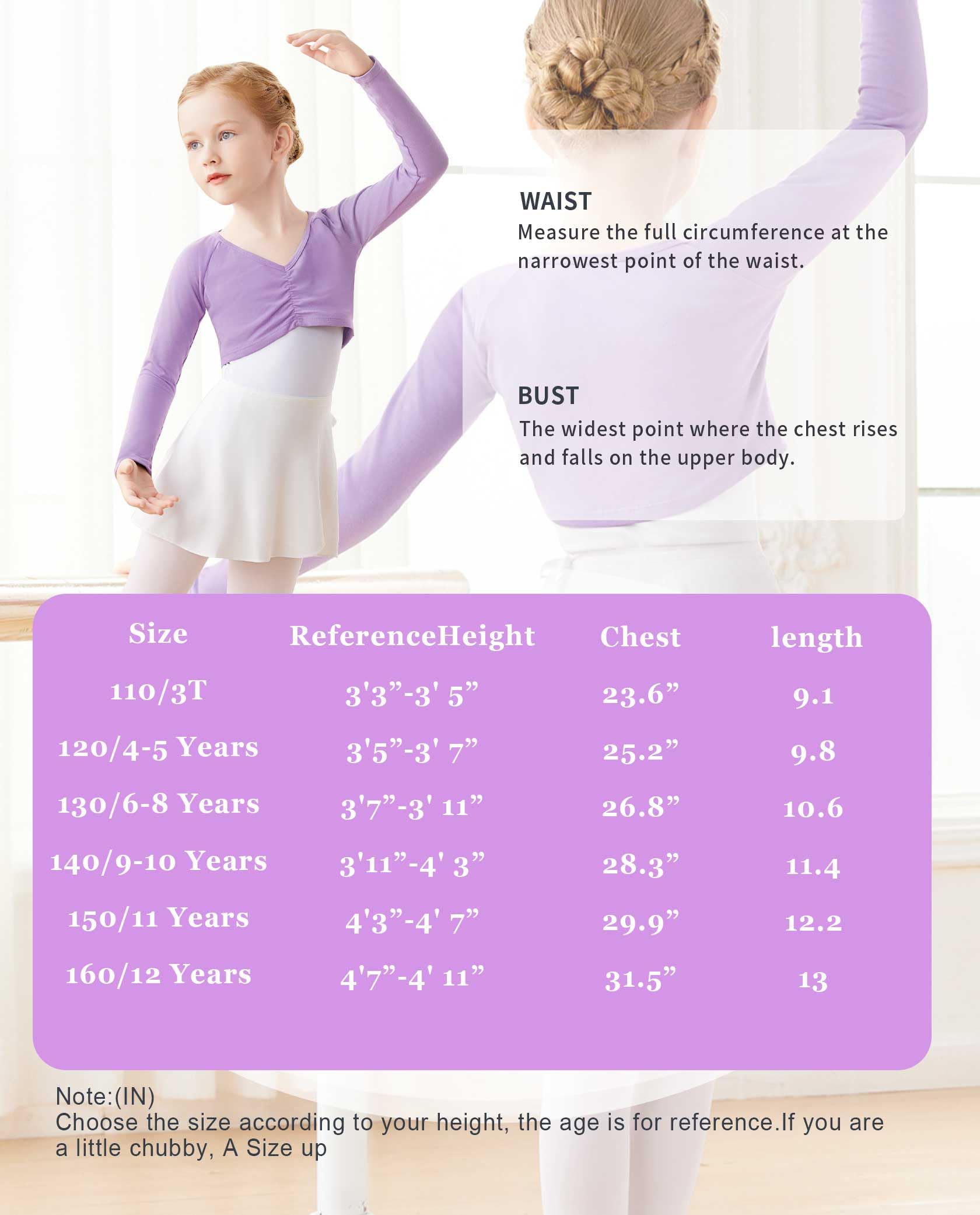 Girls Ballet Wrap Tops Long Sleeve Dance Sweaters for Leotards - Perfect for Ballet Class, Dance Practice & Performance