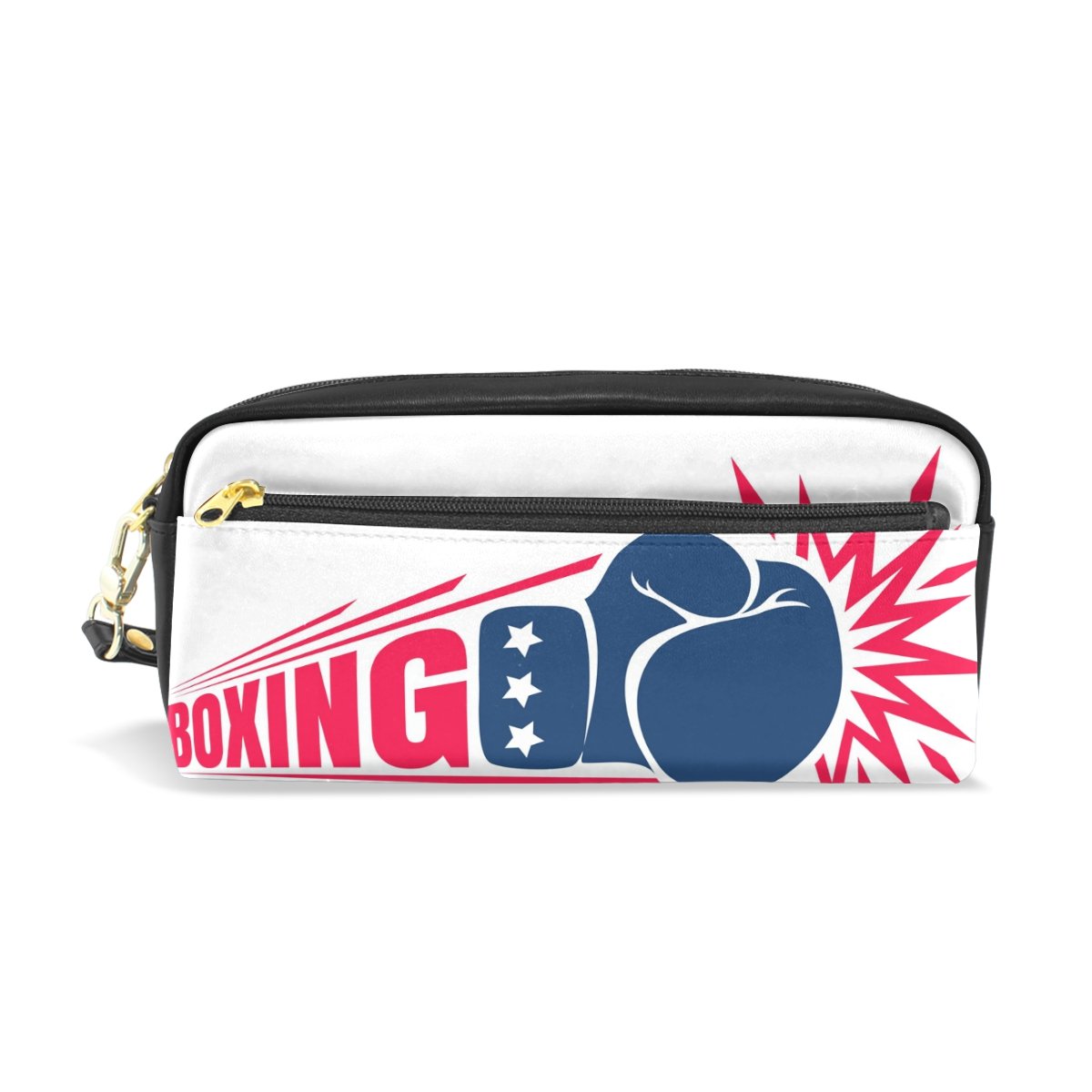Premium PU Leather Boxing Glove Design Pencil Pouch - Multi-Functional Travel Organizer for School, Gym & Office - Holds Phones, Electronics, Toiletries & Stationery - Durable Zippered Storage Case (White) - Perfect for Students, Athletes & Professionals On-The-Go