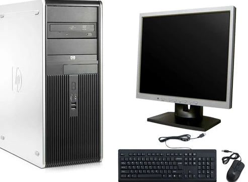 HP Tower Desktop Computer - Core 2 Duo Processor, Windows 7 Pro, 19