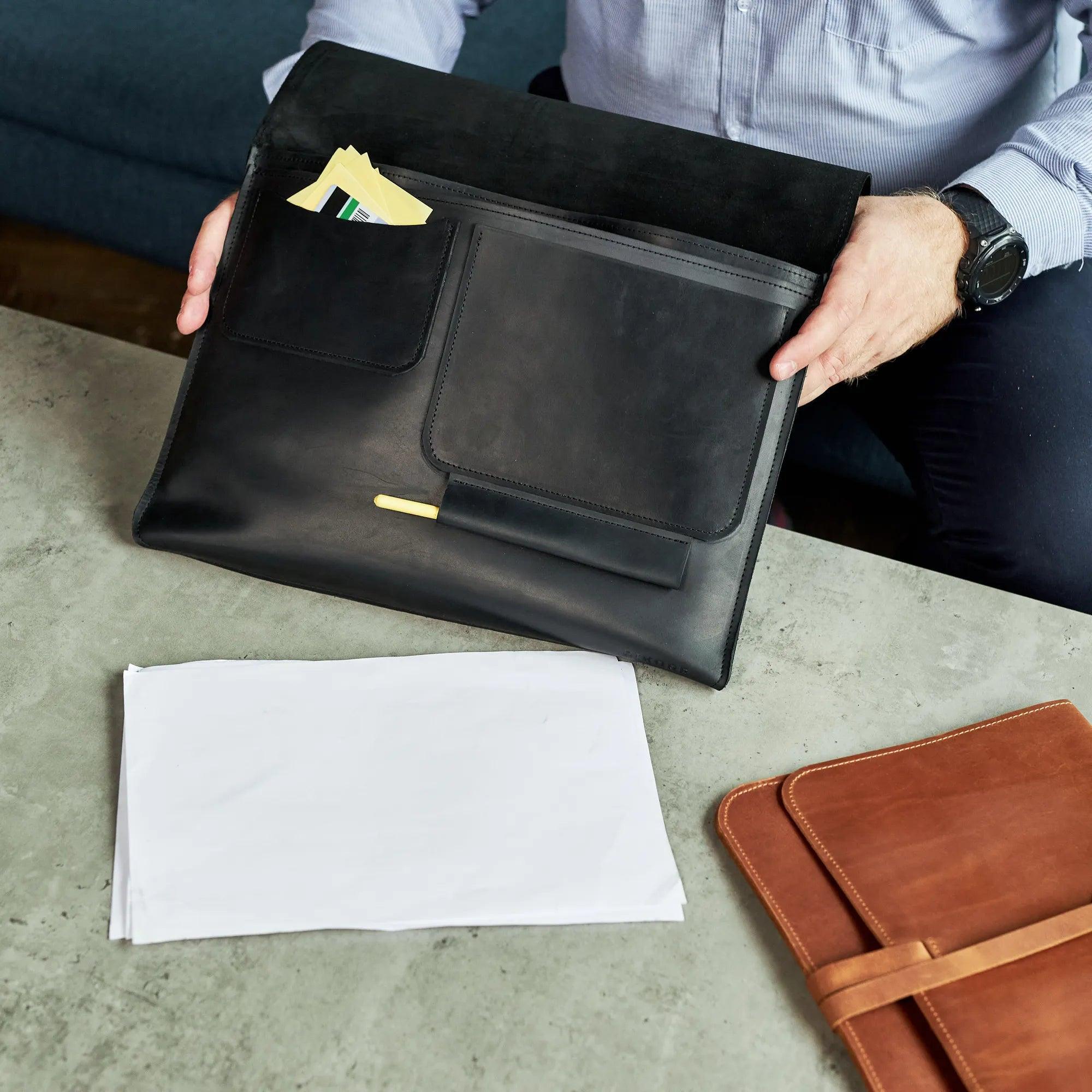 Premium Genuine Leather Document Holder - Slim & Durable Business Portfolio Organizer for Professionals | Perfect for Office, Travel, and Meetings
