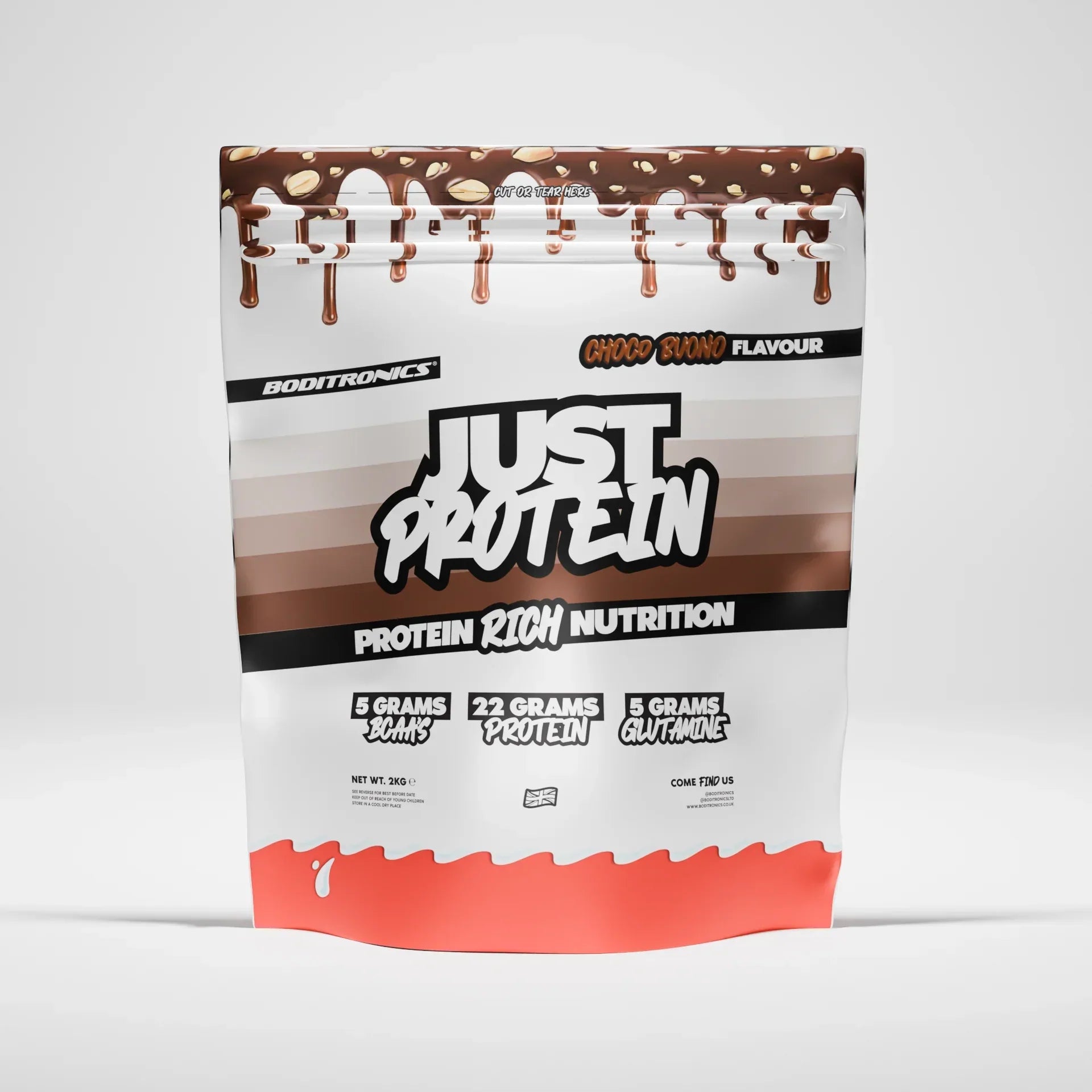 Boditronics Just Protein 2kg - Premium Whey Protein Powder for Muscle Growth & Recovery - Ideal for Gym Workouts, Weight Loss & Healthy Lifestyle