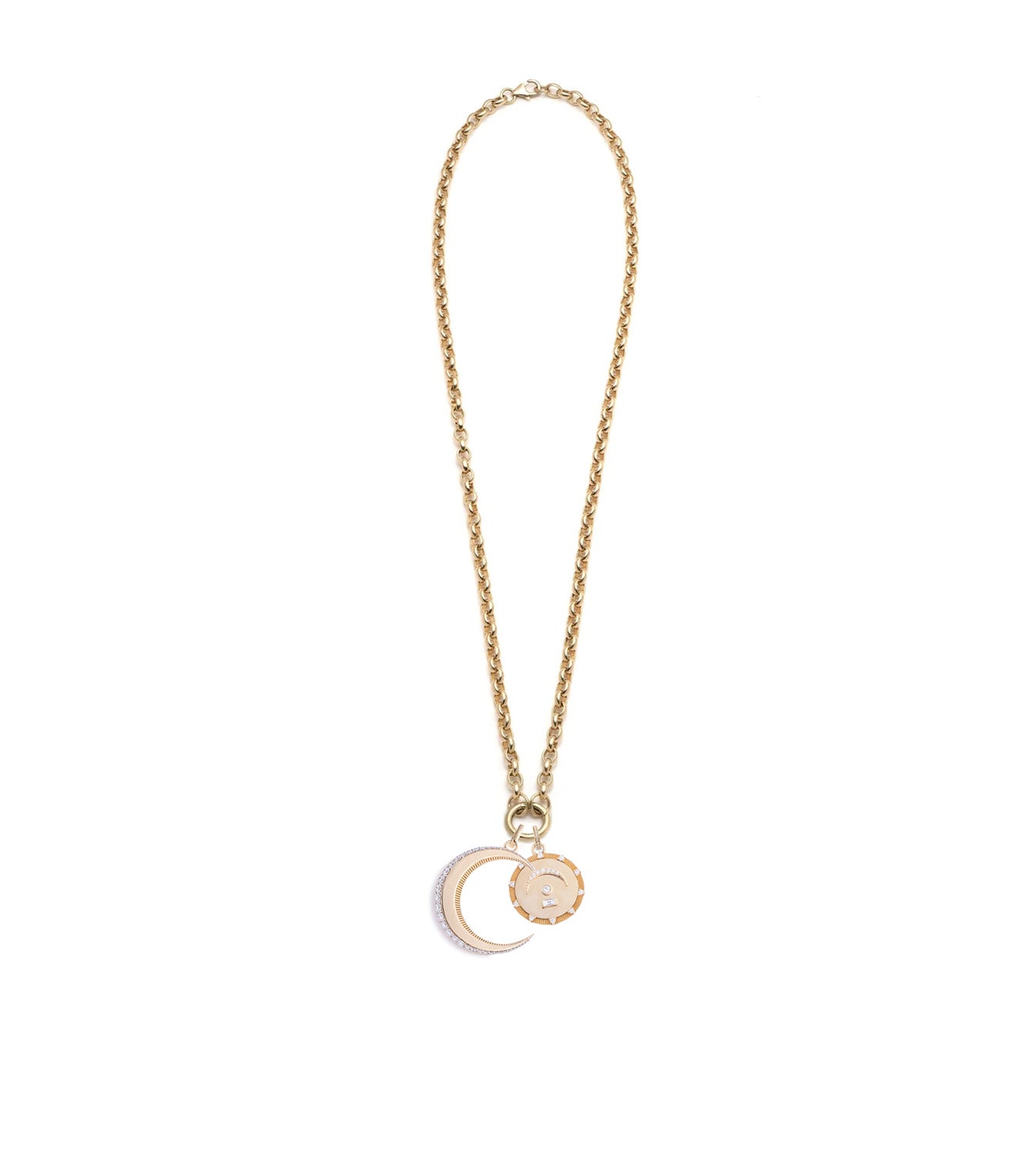 Engravable Crescent Pendant with Heavy Open Belcher Chain - Personalized Jewelry for Women & Men - Perfect for Gifts, Anniversaries & Everyday Wear