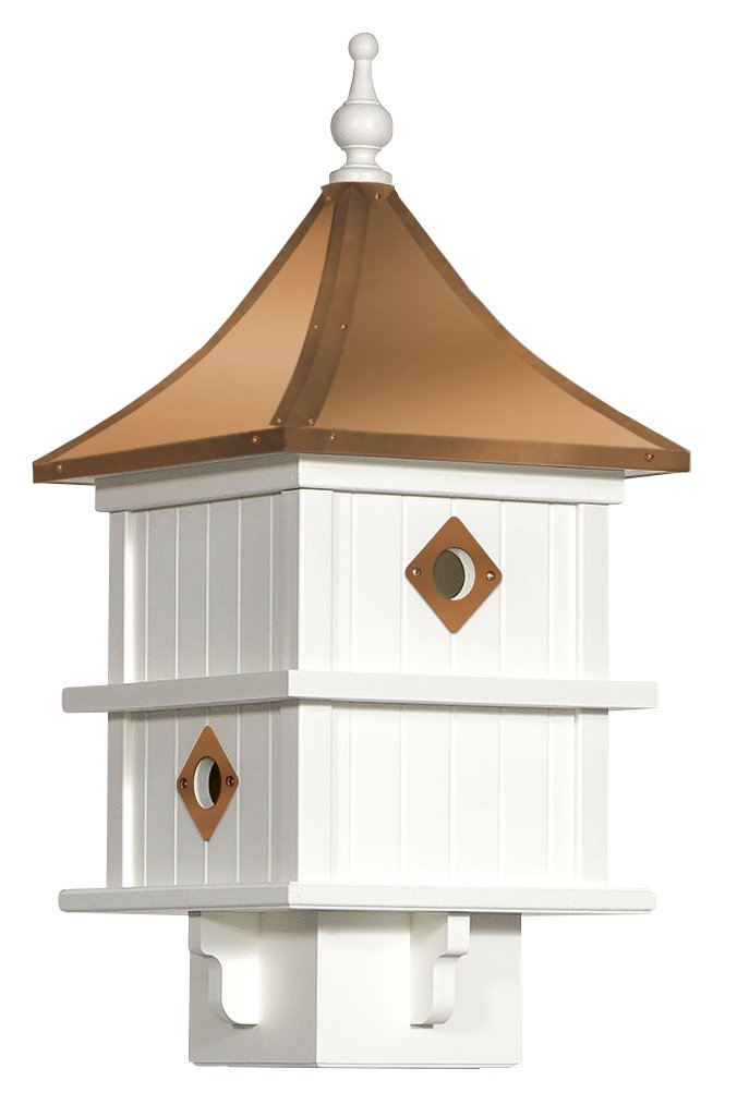 MANOR BIRDHOUSE - 4 Hole PVC Bird House with Removable Top & Decorative Weathervane - Perfect for Garden, Backyard, and Outdoor Wildlife Habitat