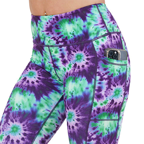 Vibrant Tie Dye Leggings for Women - High Waisted Yoga Pants with Pockets - Soft Stretchy Workout Leggings for Running, Gym & Lounge Wear