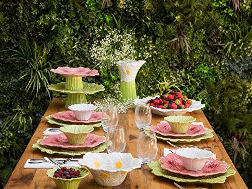 Bordallo Pinheiro Maria Flor Large Ceramic Cake Stand 37cm - Elegant Serving Platter for Wedding, Birthday Party & Afternoon Tea Dessert Display